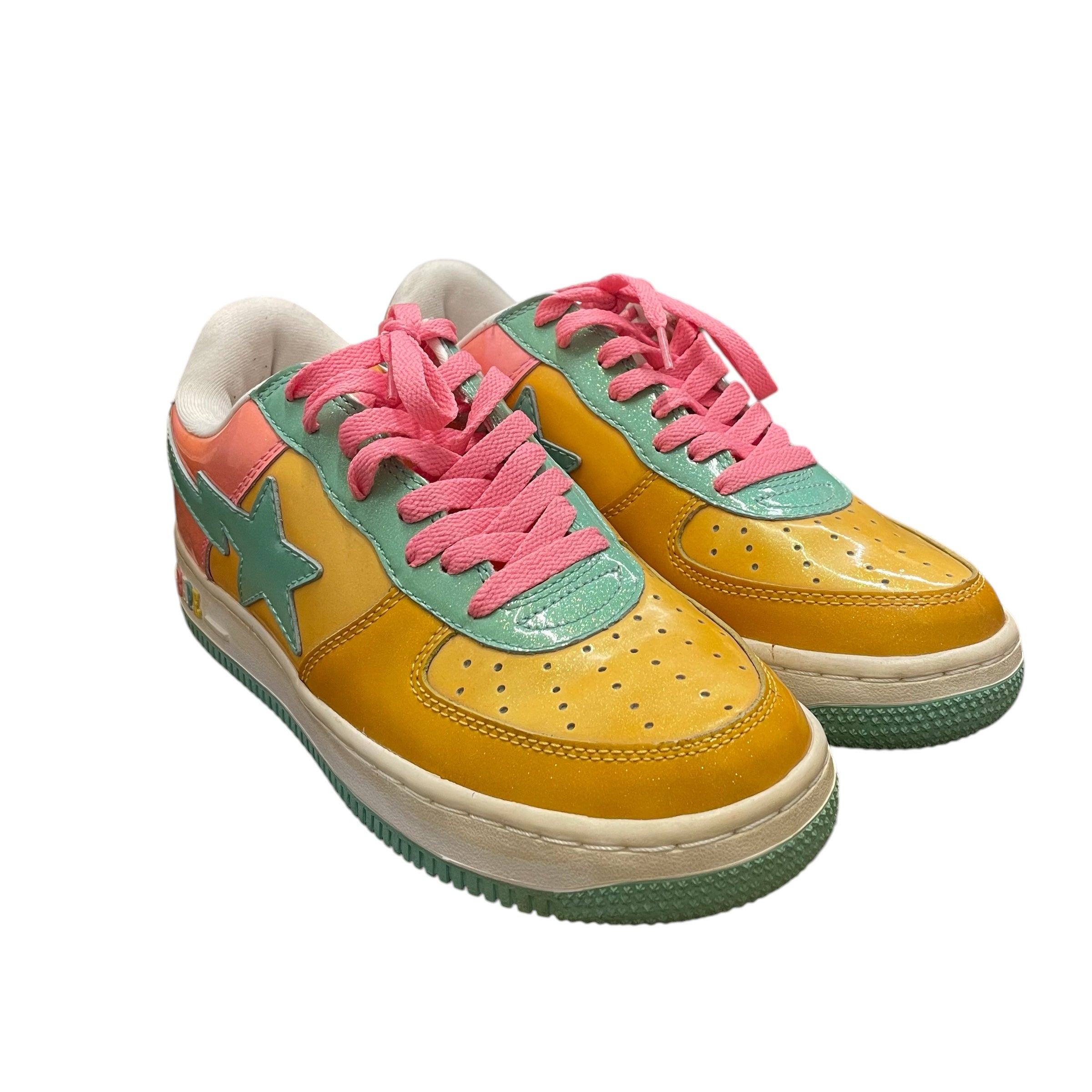 BAPE STA!/Low-Sneakers/US 8/MLT/GLITTER ORN/MINT/PINK view 1