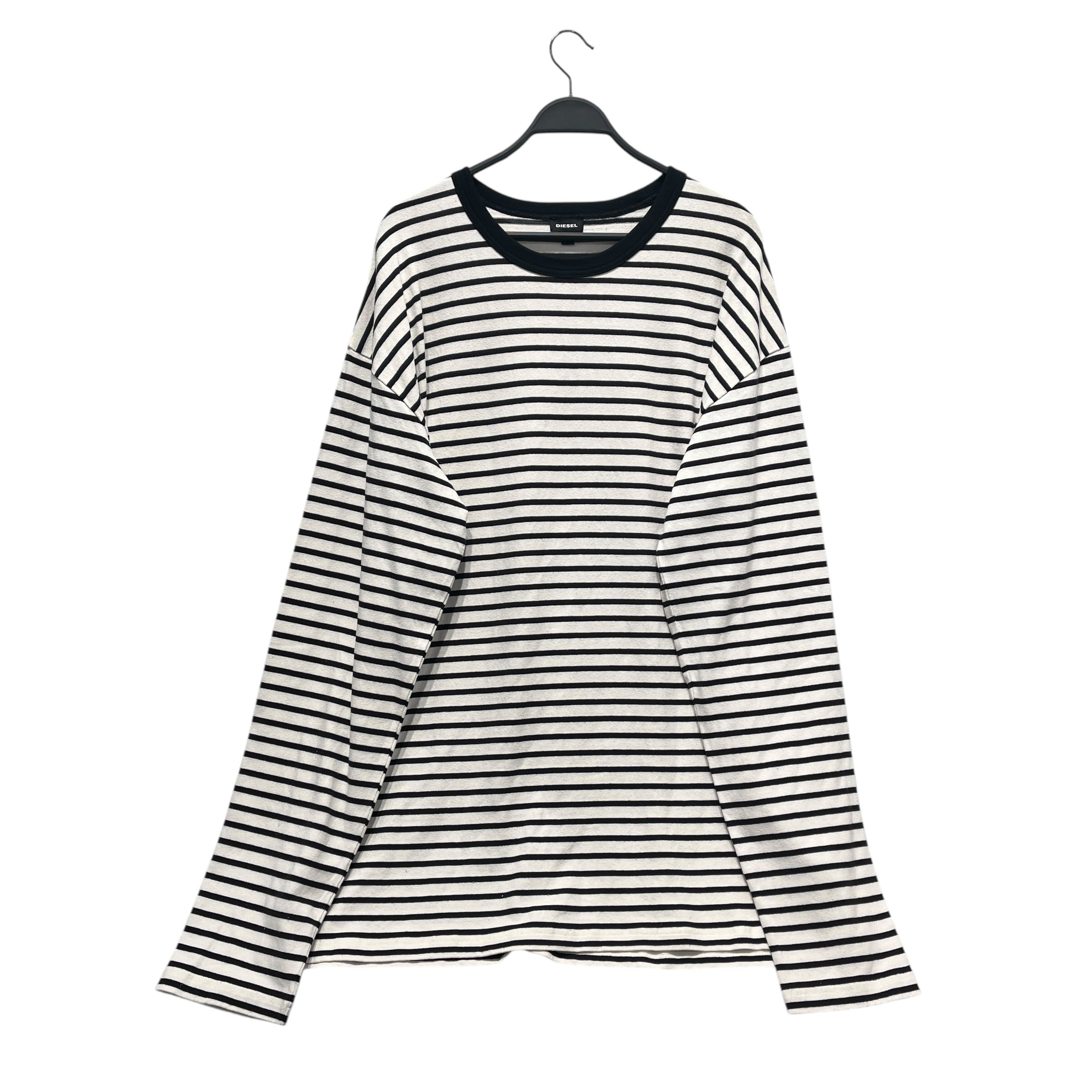 DIESEL/LS T-Shirt/XXL/Cotton/WHT/Stripe/BLACK DIESEL THE ONLY ON BACK view 1