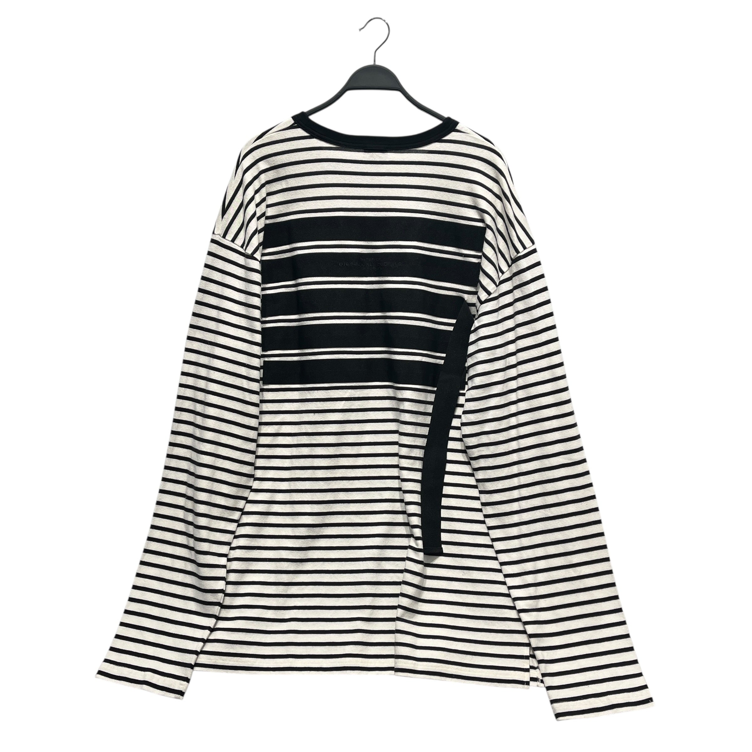 DIESEL/LS T-Shirt/XXL/Cotton/WHT/Stripe/BLACK DIESEL THE ONLY ON BACK view 2