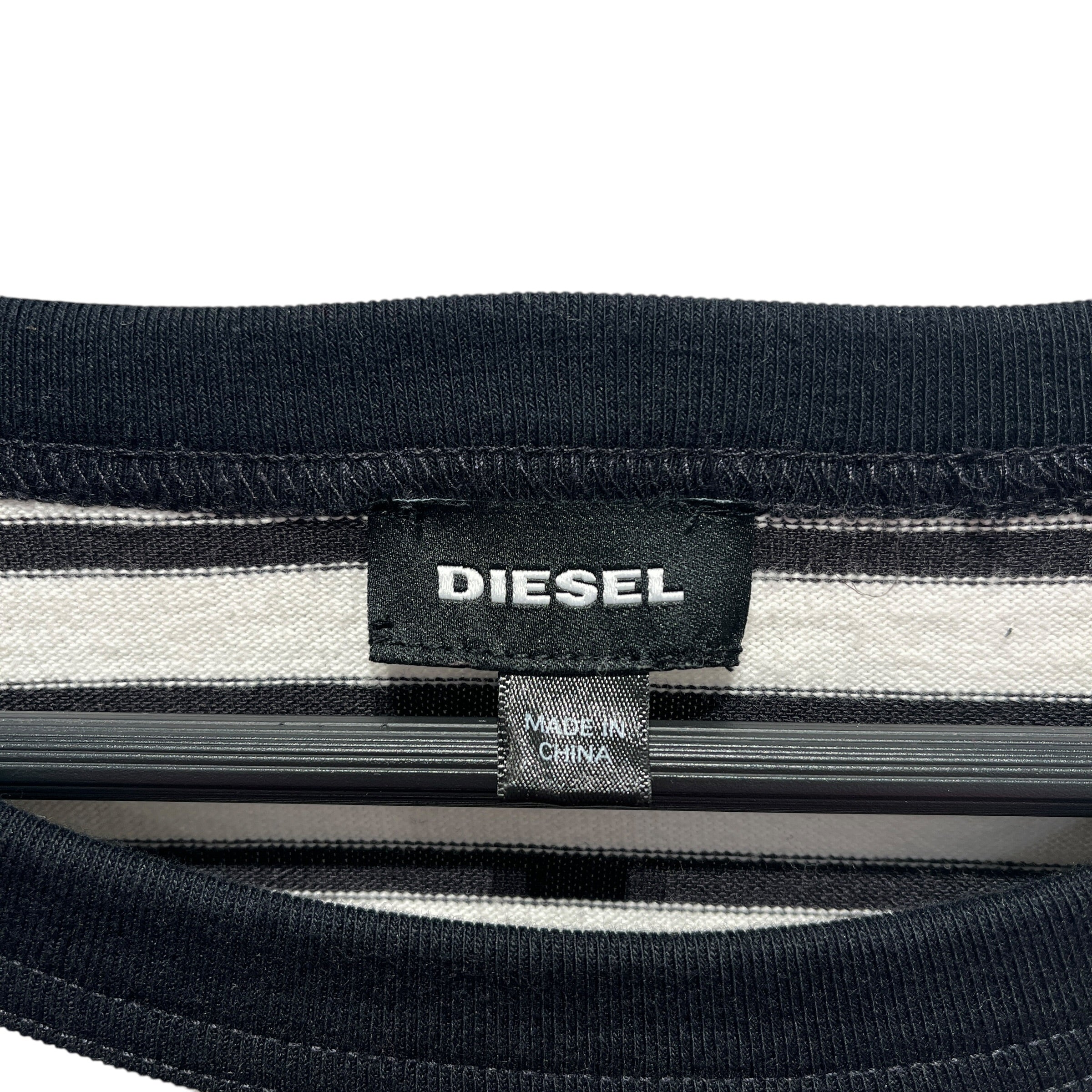 DIESEL/LS T-Shirt/XXL/Cotton/WHT/Stripe/BLACK DIESEL THE ONLY ON BACK view 3