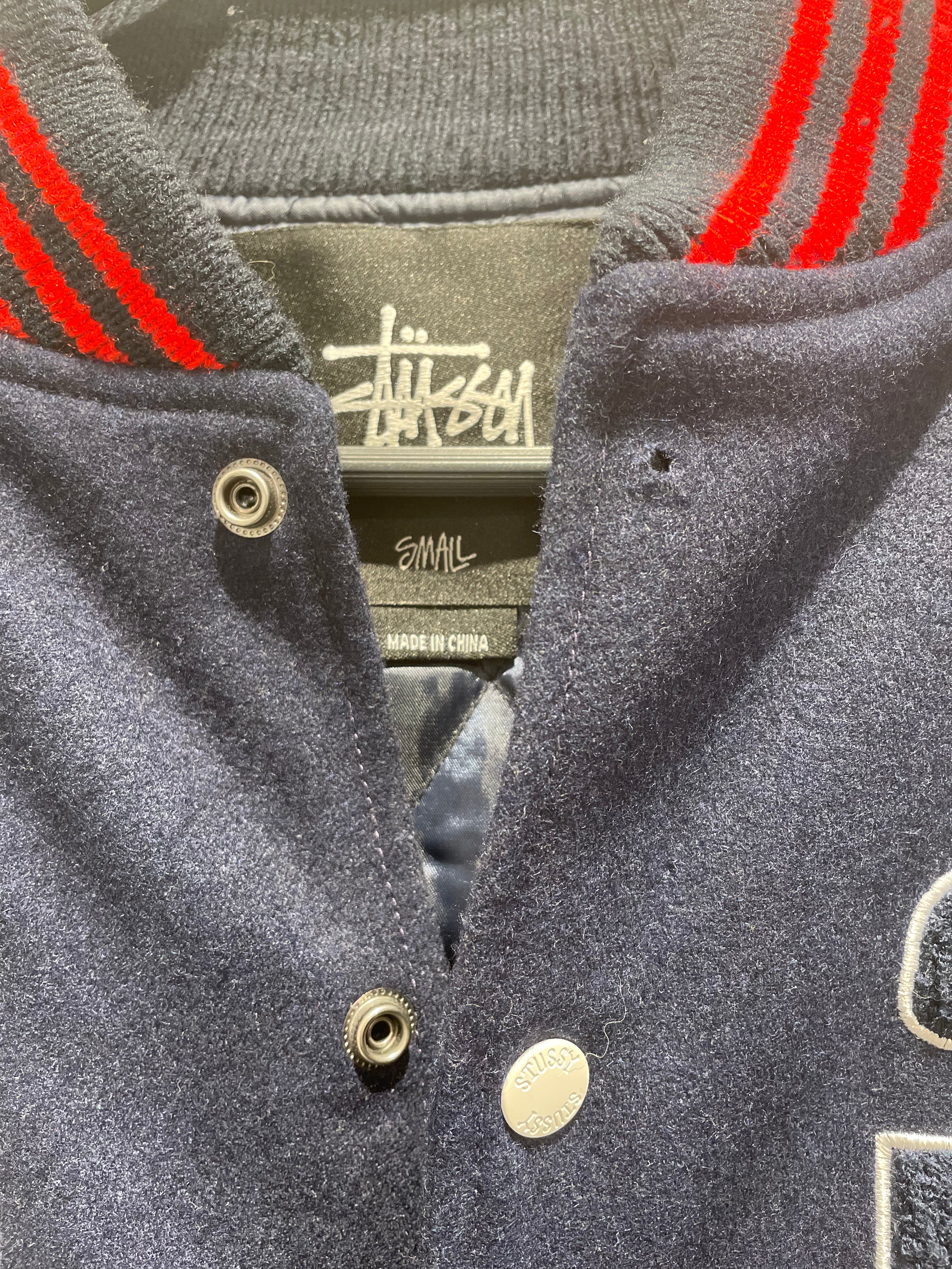 STUSSY/Jacket/S/Wool/NVY/World Tour varsity White Slev view 3