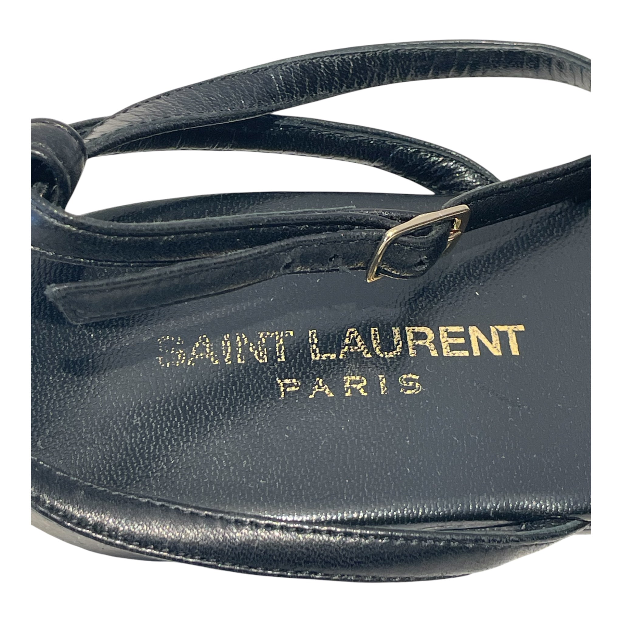 SAINT LAURENT/Sandals/EU 38.5/Leather/BLK/Cassandra Gold view 4