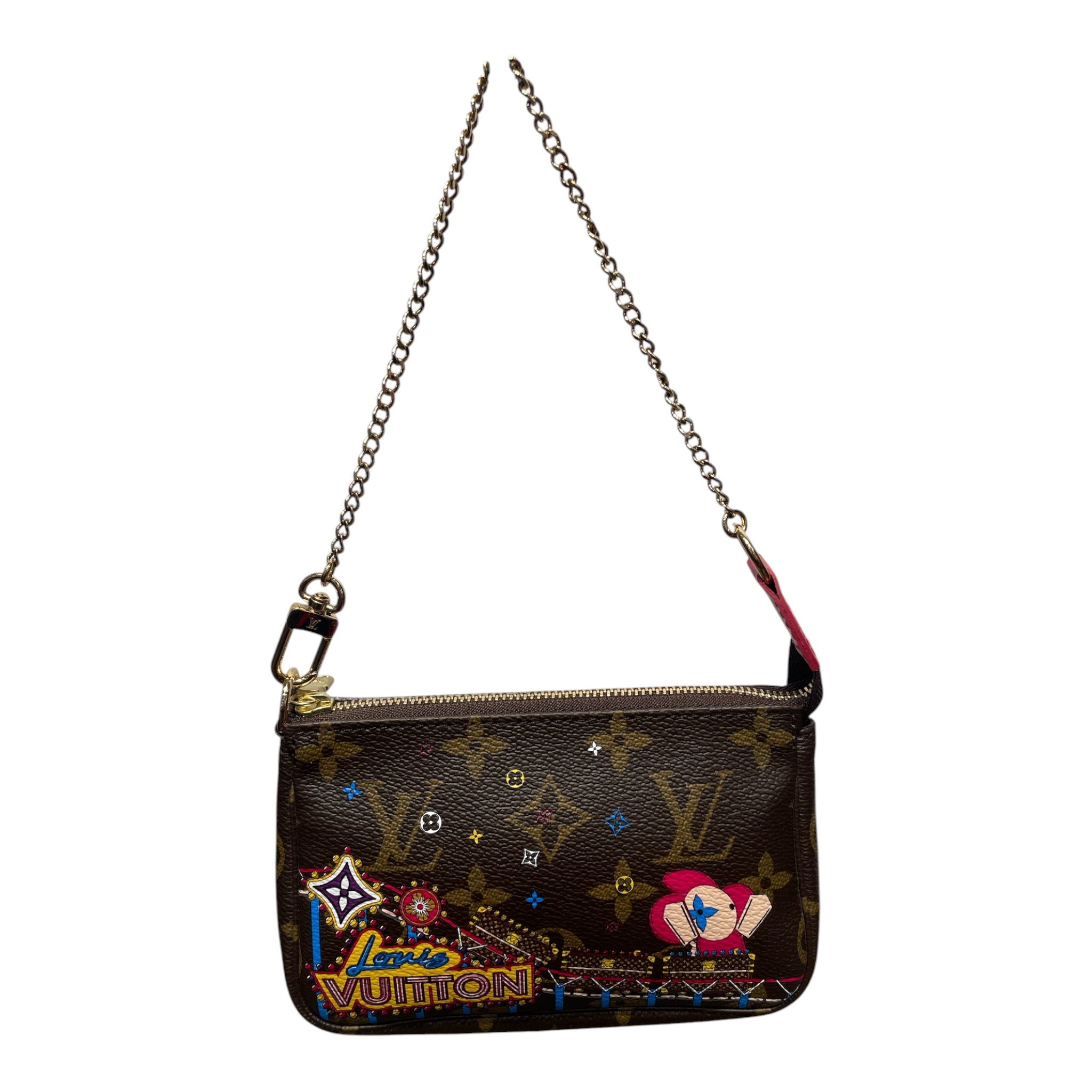 LOUIS VUITTON/Hand Bag/Graphic/Leather/BRW/Christmas Rollercoast Pochette view 1
