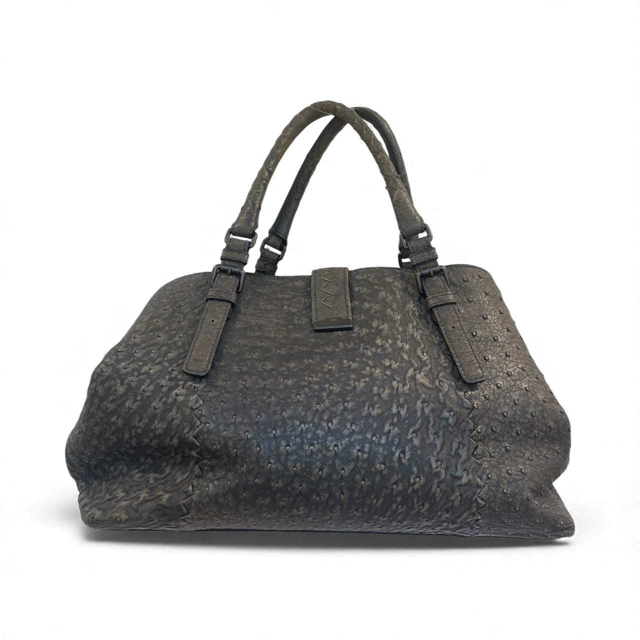 BOTTEGA VENETA/Tote Bag/Leather/BLK/roma tote/ostrich leather view 2