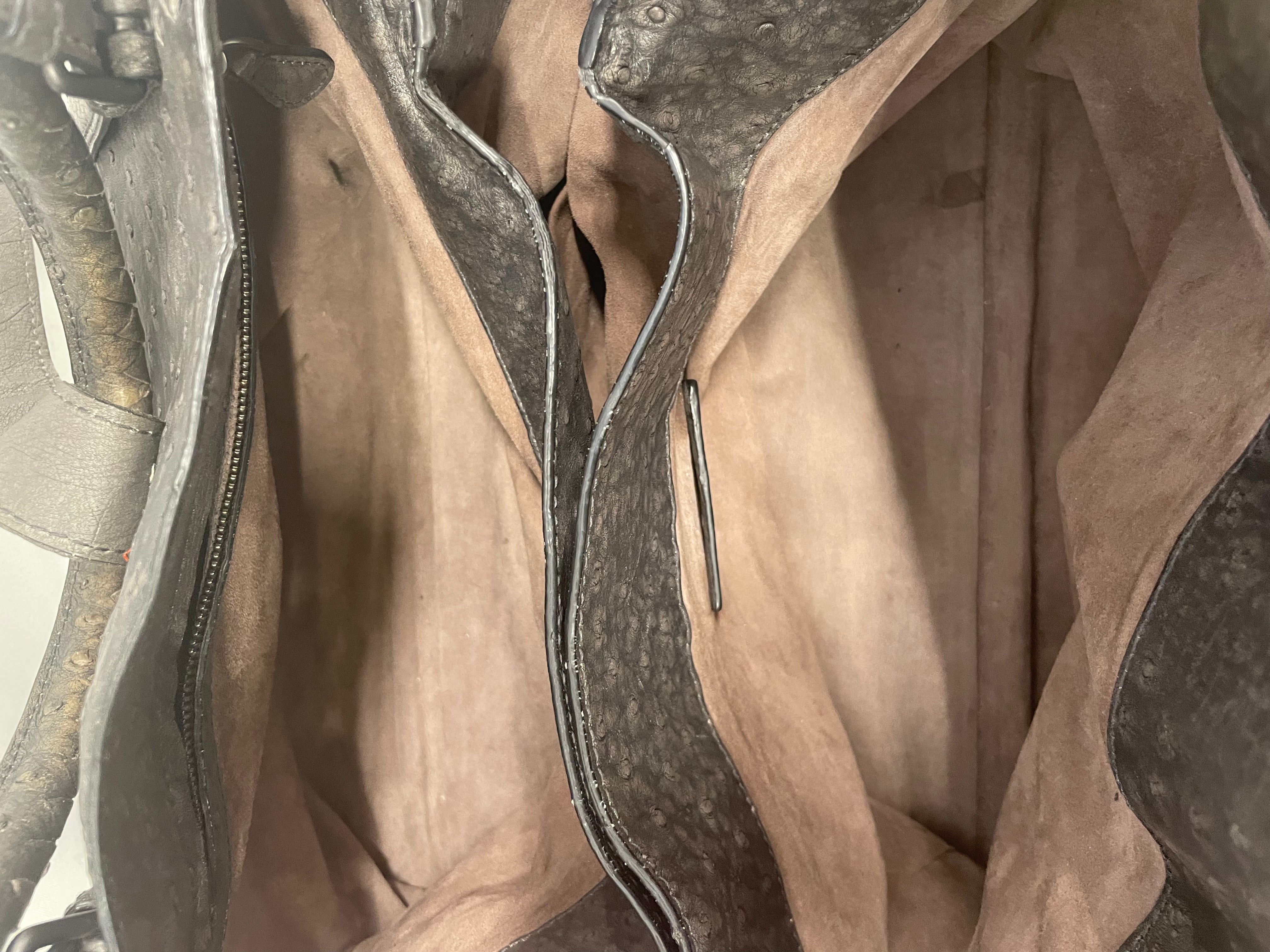 BOTTEGA VENETA/Tote Bag/Leather/BLK/roma tote/ostrich leather view 5