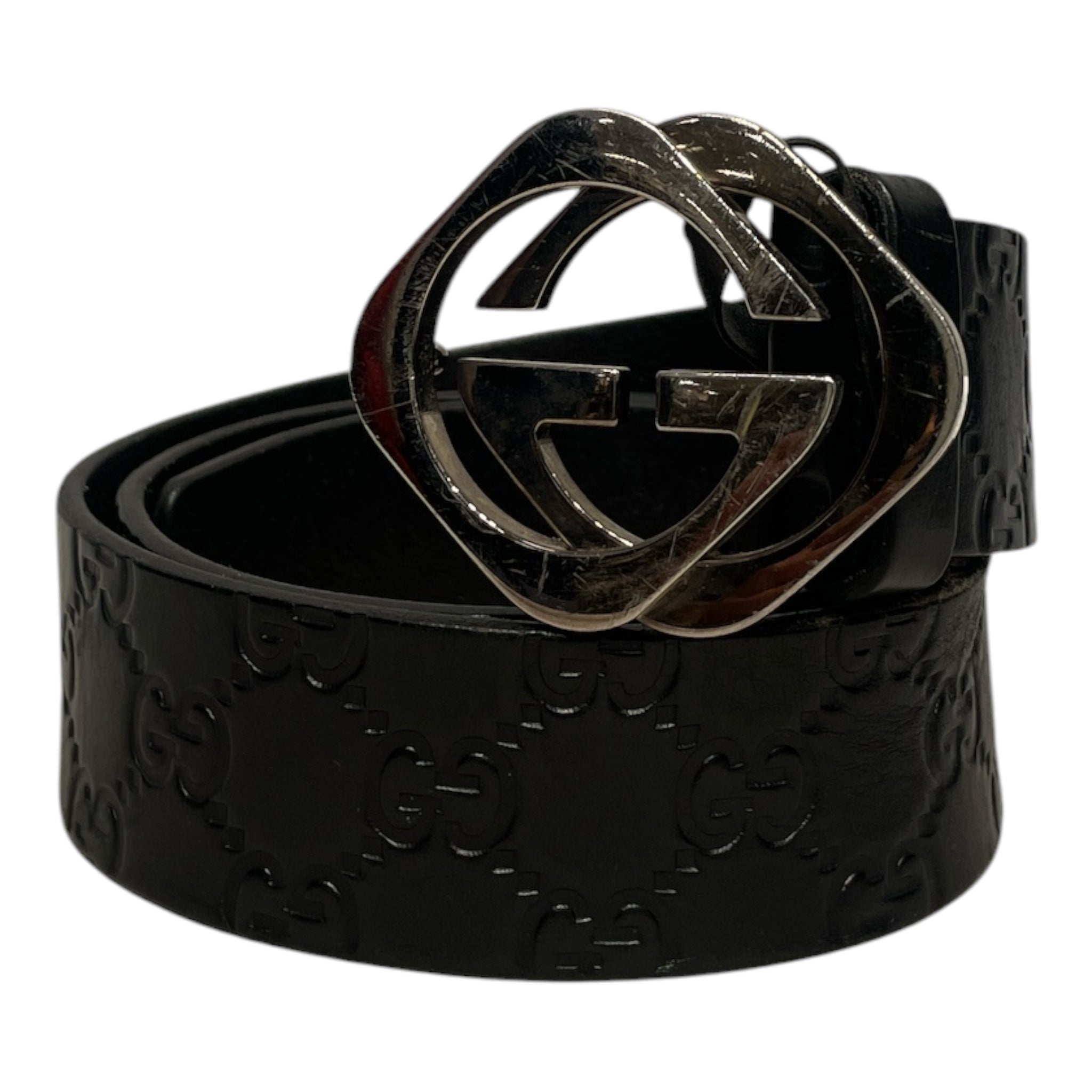 GUCCI/Belt/Leather/BLK/INTERLOCKING GG LOGO view 1