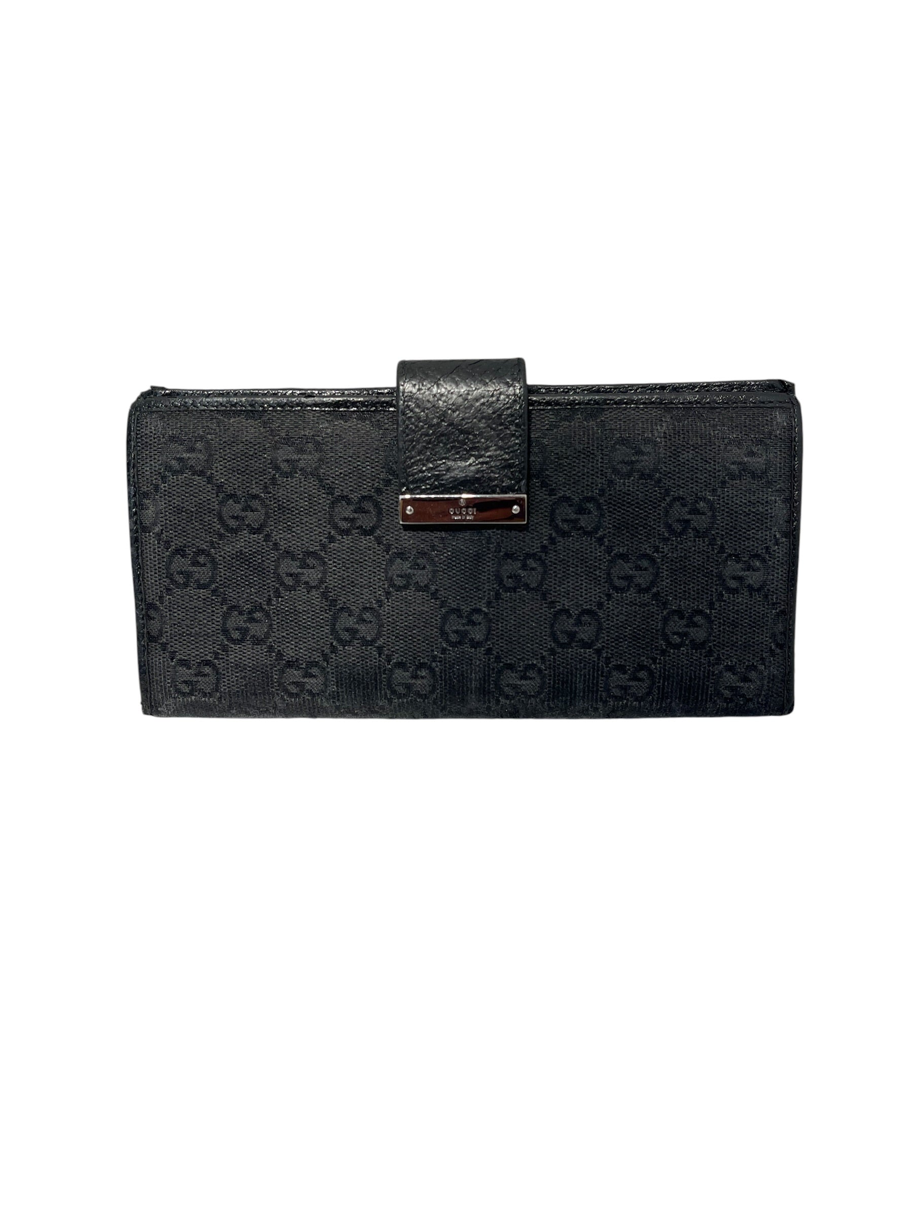 GUCCI/Wallet/Monogram/Leather/BLK/L's/SILVER LONG CLOSURE view 1
