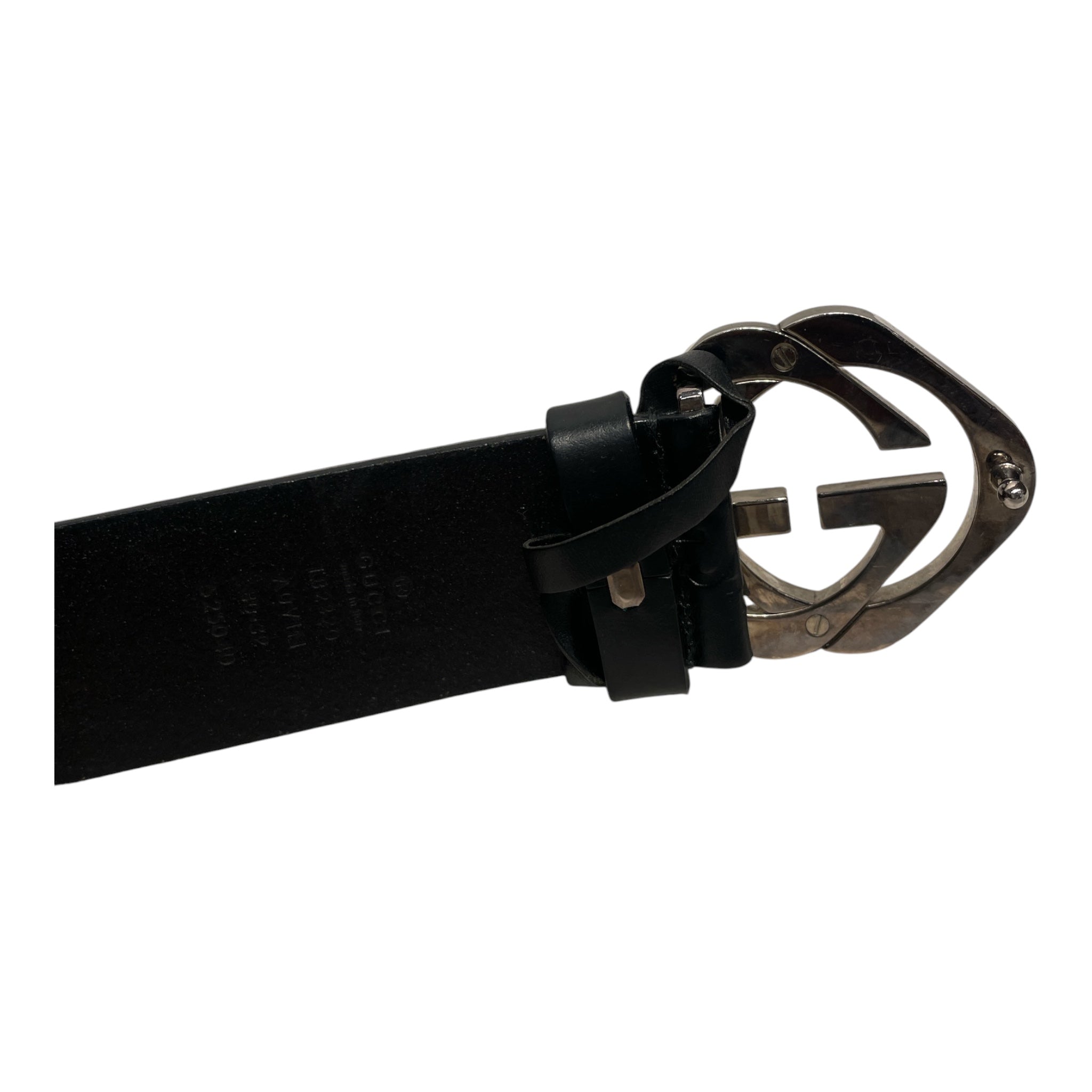 GUCCI/Belt/Leather/BLK/INTERLOCKING GG LOGO view 3