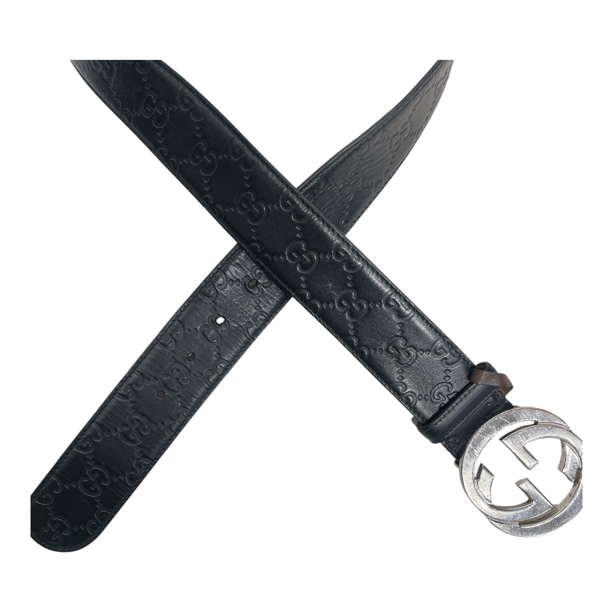 GUCCI/Belt/Leather/BLK/INTERLOCK G BUCKLE view 2