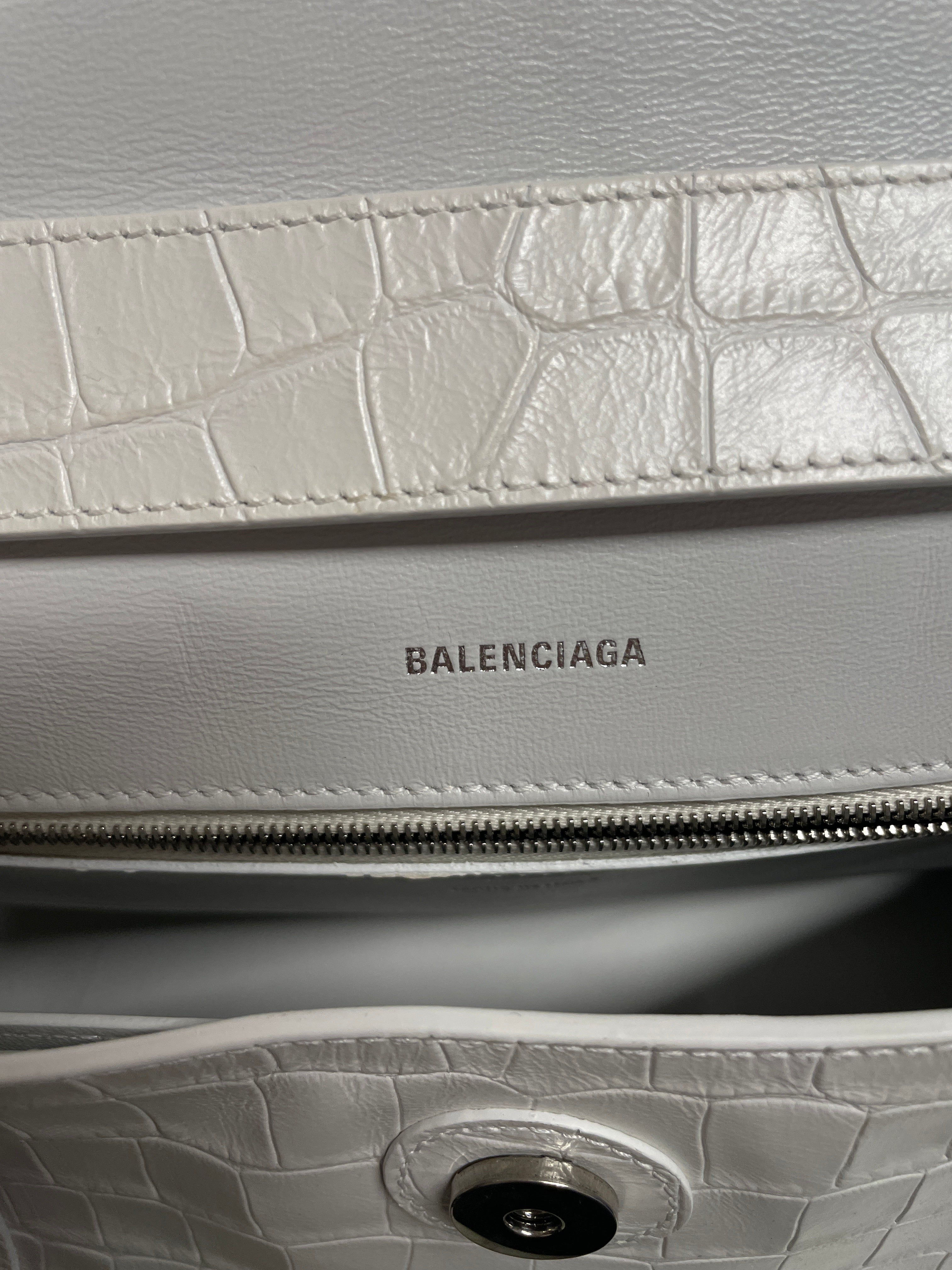 BALENCIAGA/Hand Bag/Leather/WHT/downtown croc leathr view 3