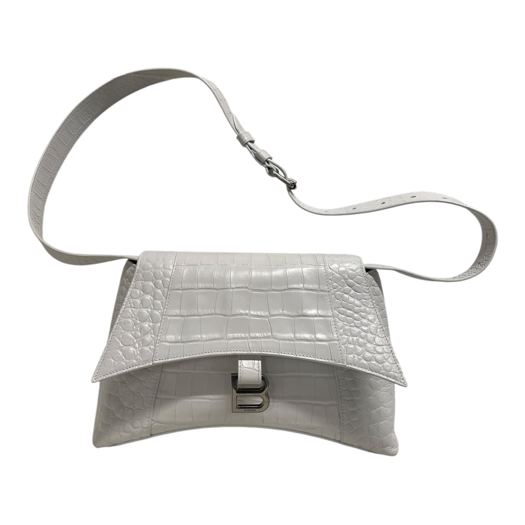 BALENCIAGA/Hand Bag/Leather/WHT/downtown croc leathr view 1