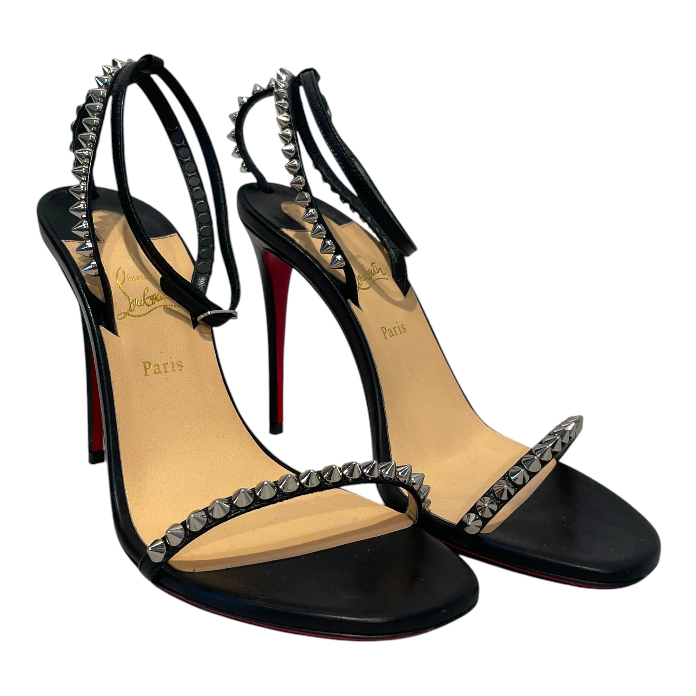 Christian Louboutin/Heels/EU 36.5/Leather/BLK/Spike Accent Leather Heals view 1
