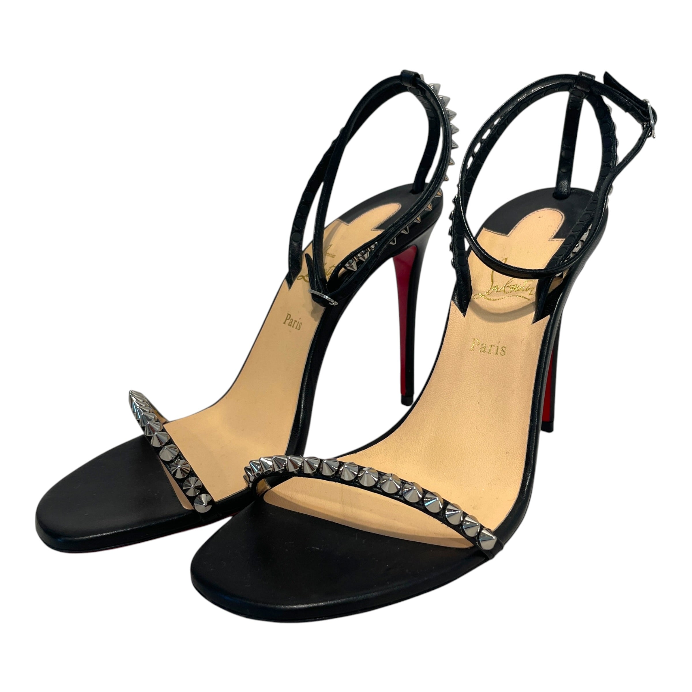Christian Louboutin/Heels/EU 36.5/Leather/BLK/Spike Accent Leather Heals view 2