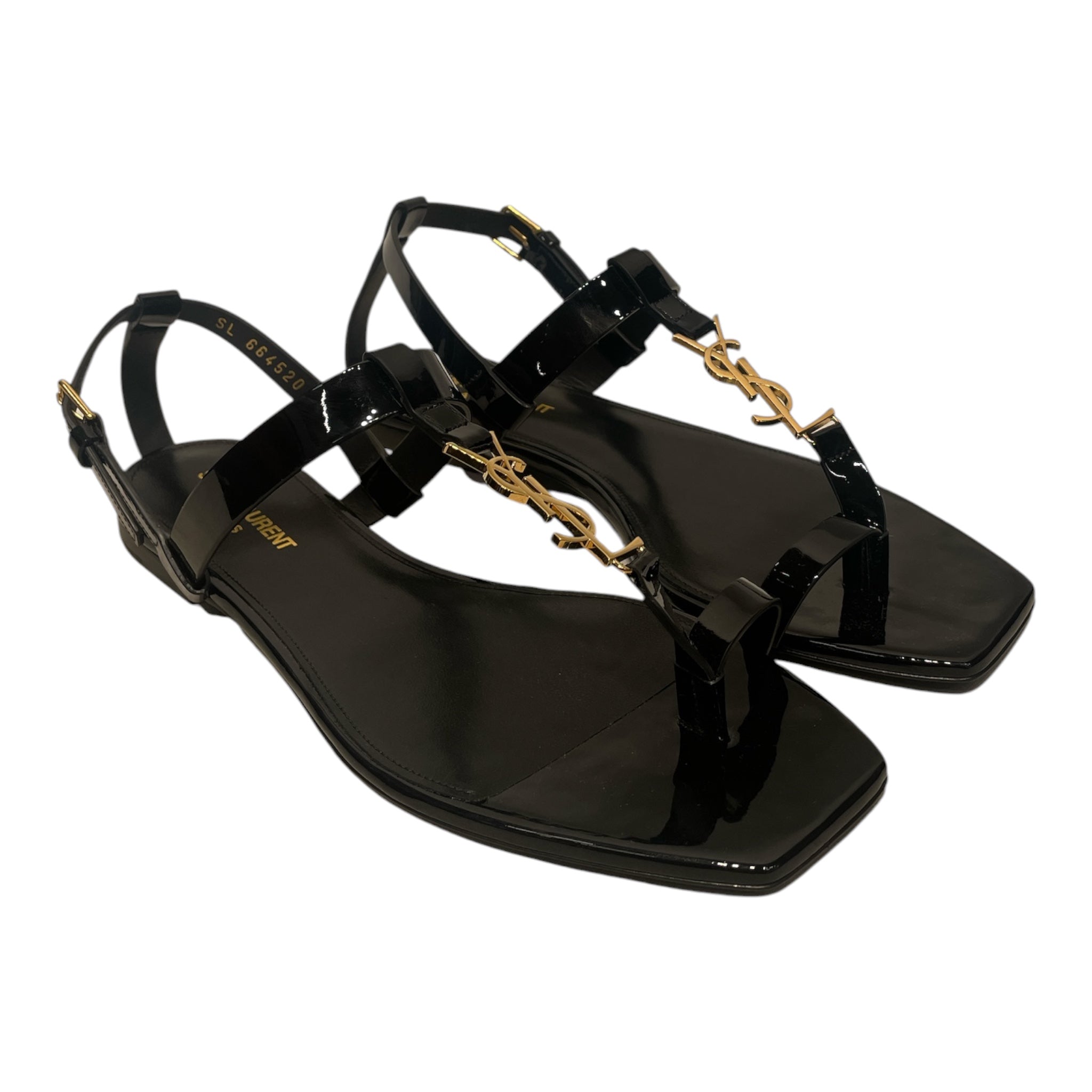 SAINT LAURENT/Sandals/EU 39/Leather/BLK/Cassandra Sandals / Strap Toe view 1