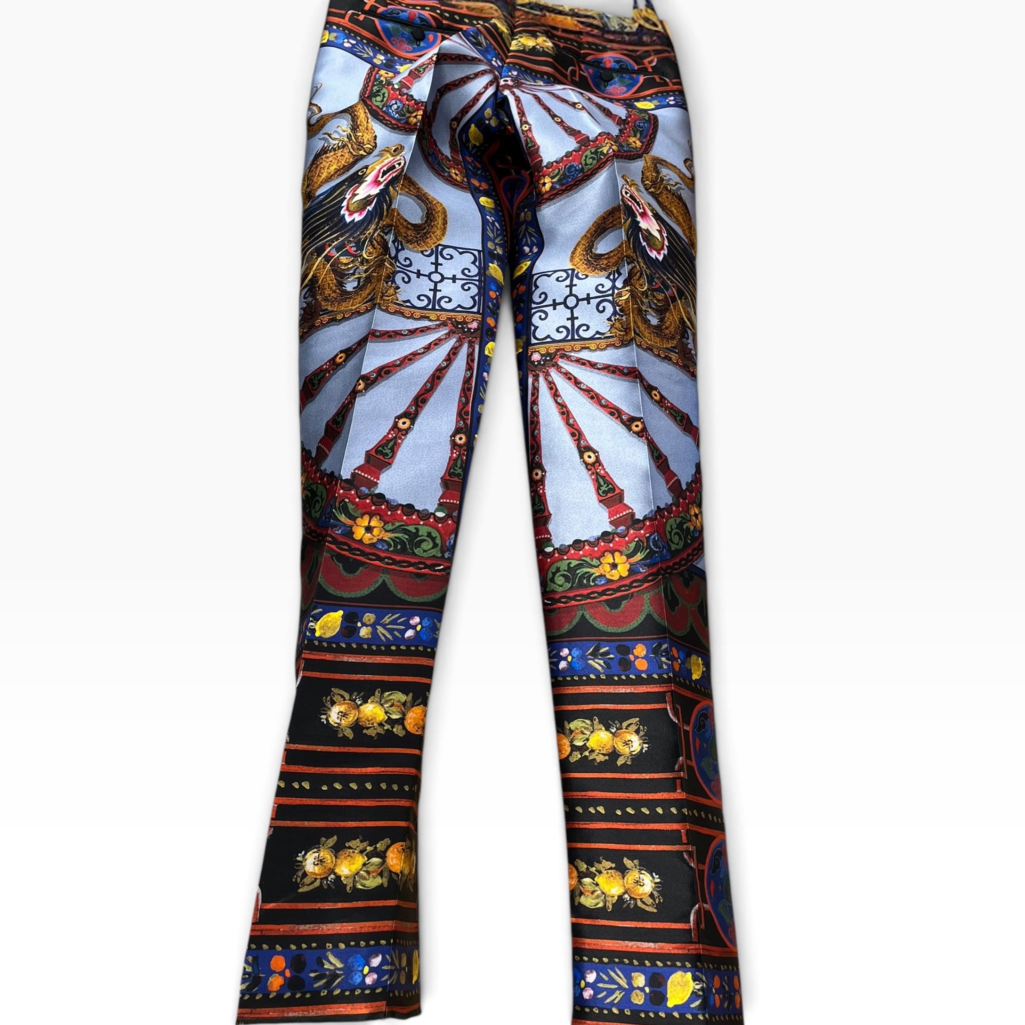 DOLCE&GABBANA/Bottoms/48/All Over Print/Silk/BLU/D&G SICILIAN PRINT SILK PANTS view 2