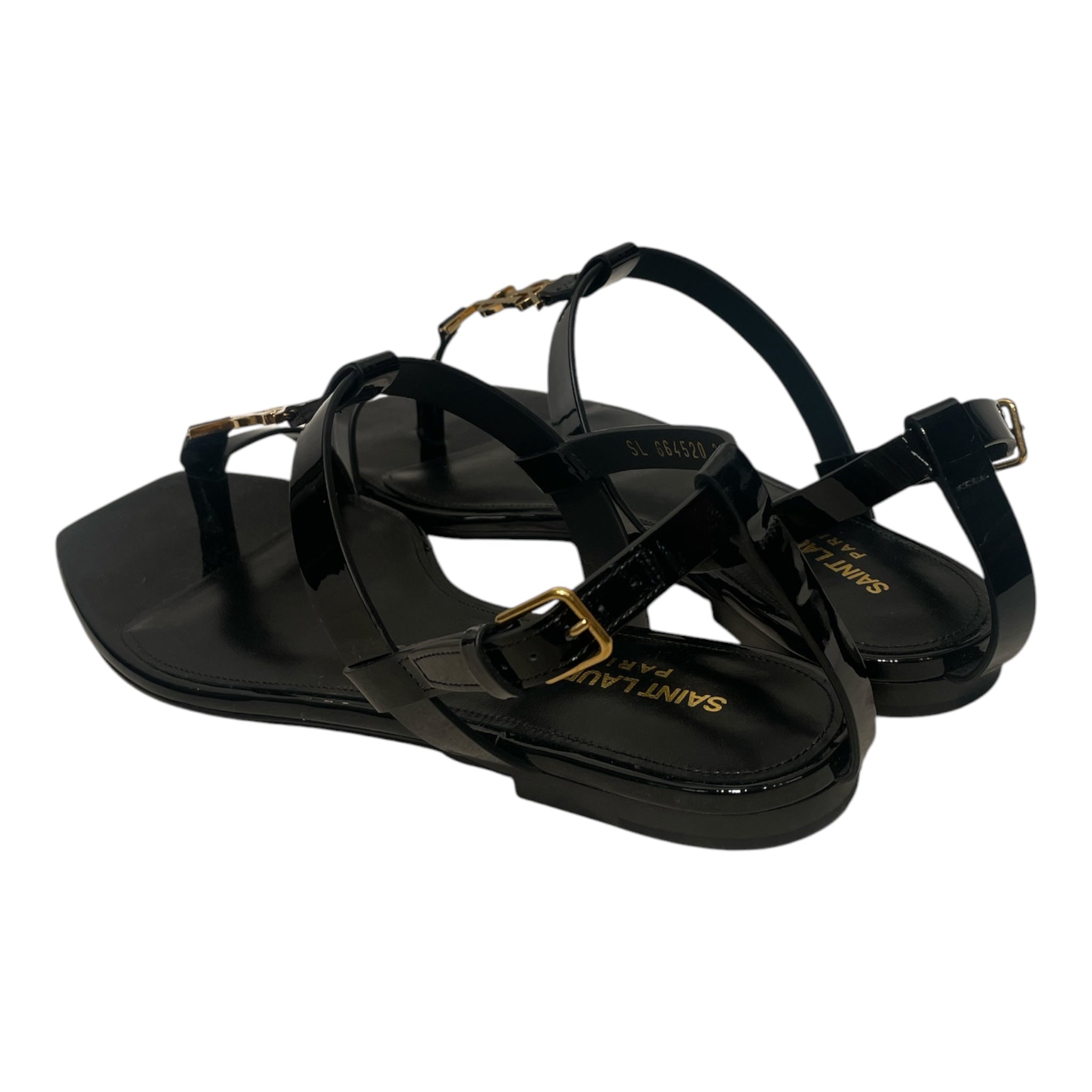 SAINT LAURENT/Sandals/EU 39/Leather/BLK/Cassandra Sandals / Strap Toe view 2