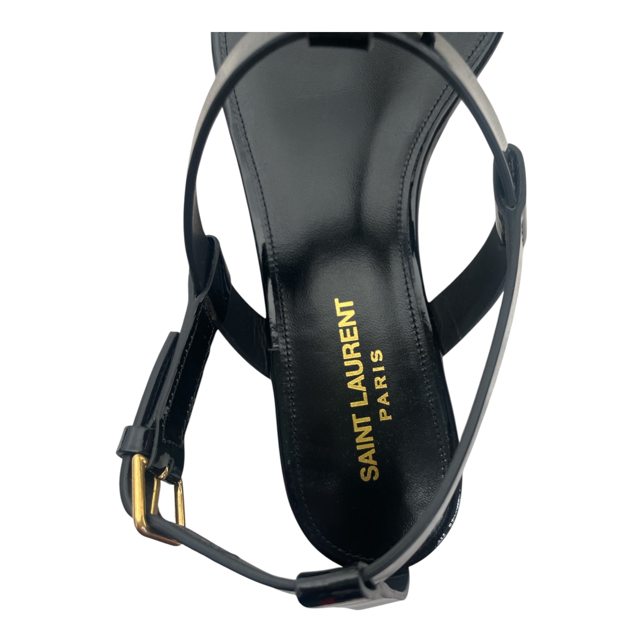 SAINT LAURENT/Sandals/EU 39/Leather/BLK/Cassandra Sandals / Strap Toe view 3