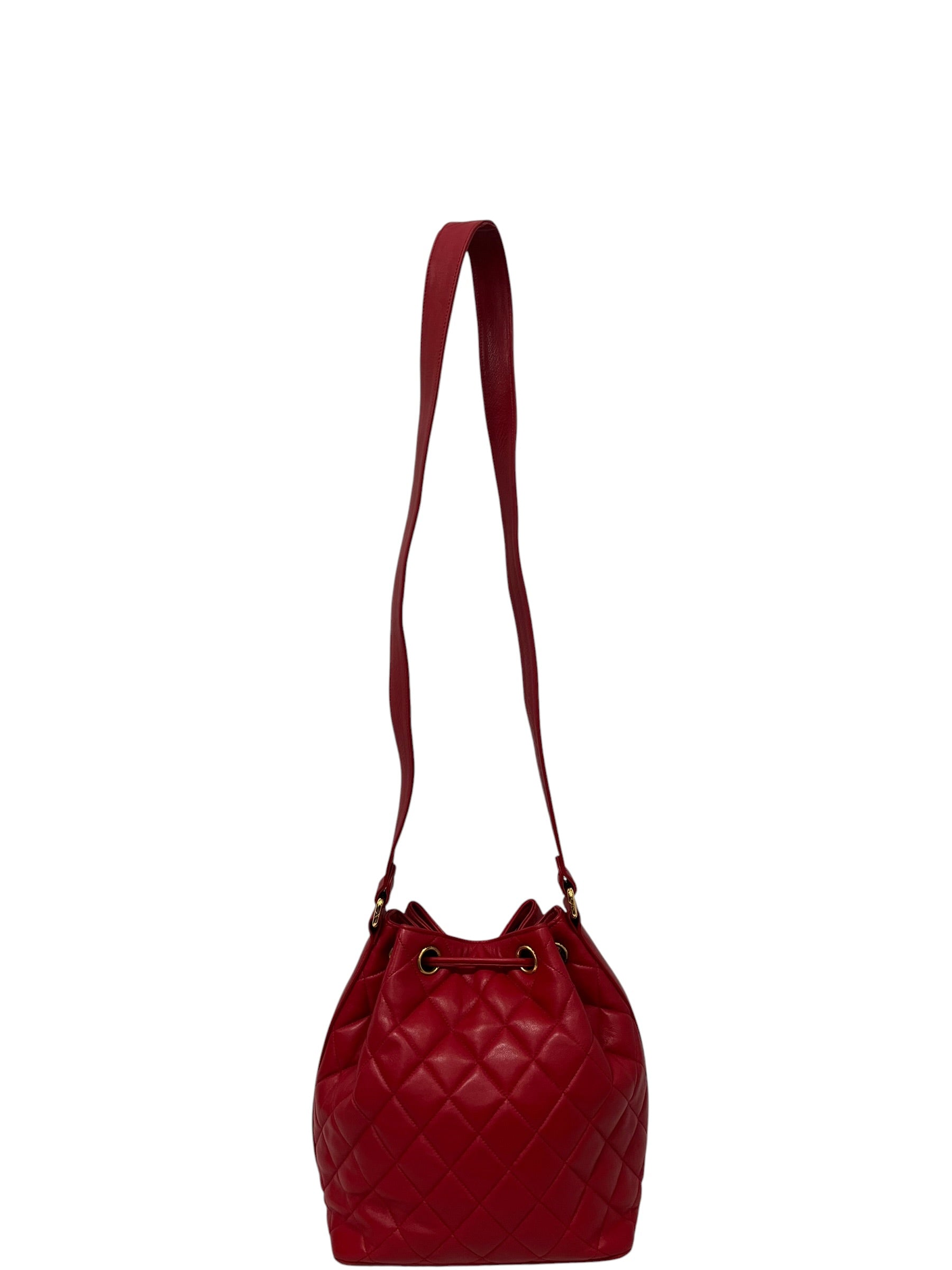 CHANEL/Cross Body Bag/Leather/RED/QUILTED CAVIAR BUCKET BAG view 2
