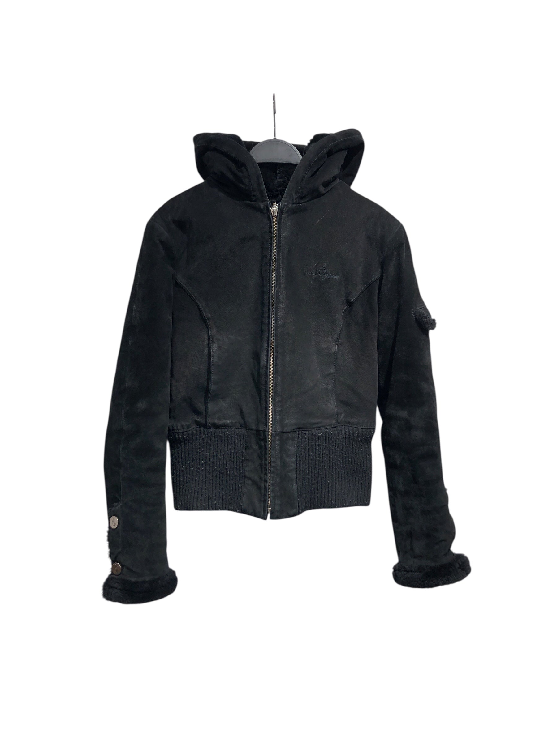baby phat/Jacket/L/Suede/BLK/Zip up lined leather jkt w hd view 1