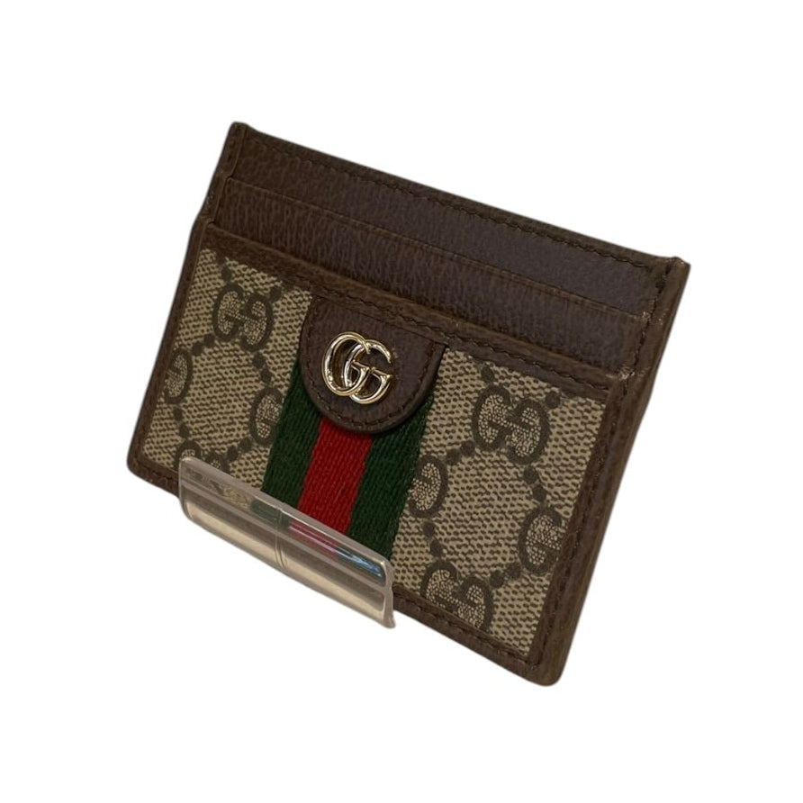 GUCCI/Wallet/Monogram/BRW/coated canvas cardholder view 1