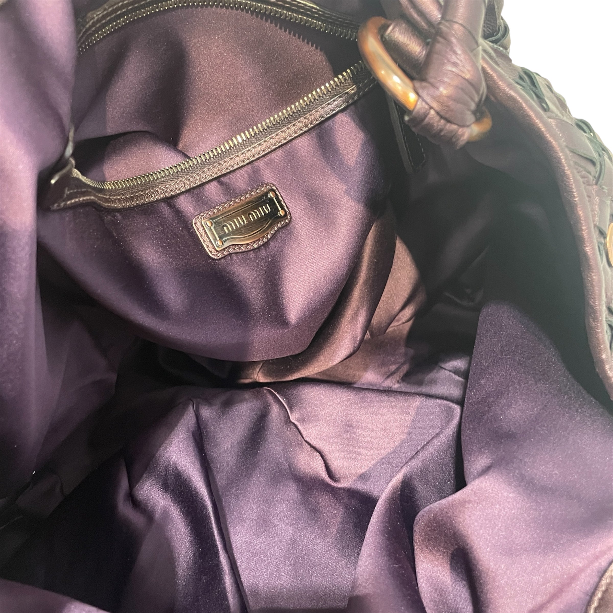 MIU MIU/Bag/Leather/PPL/Purple Woven Leather Hobo Bag view 4