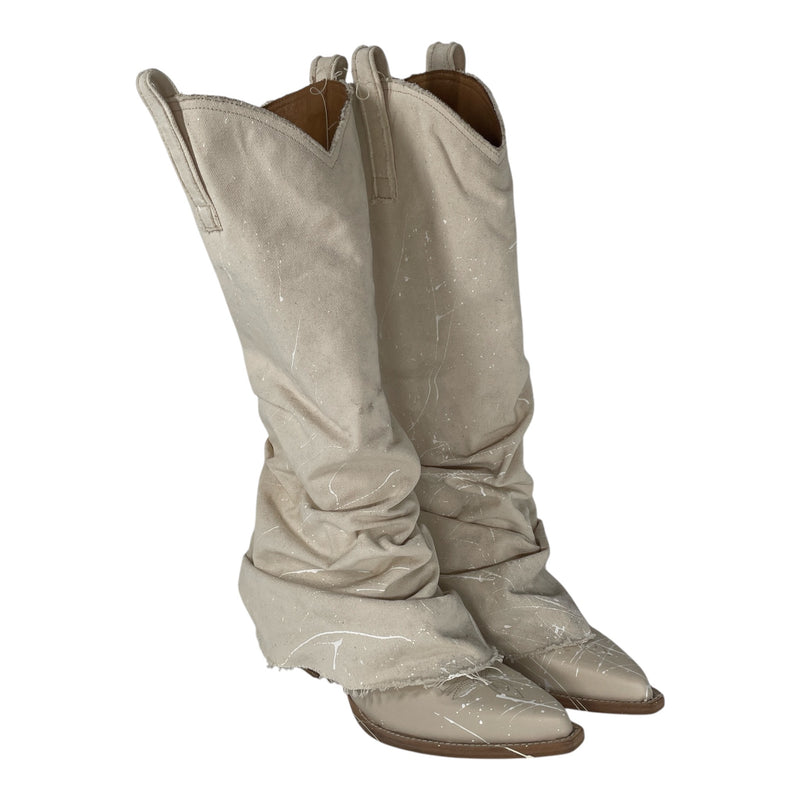 R13/Western Boots/EU 42/All Over Print/Leather/CRM/COWBOY SLOUCH