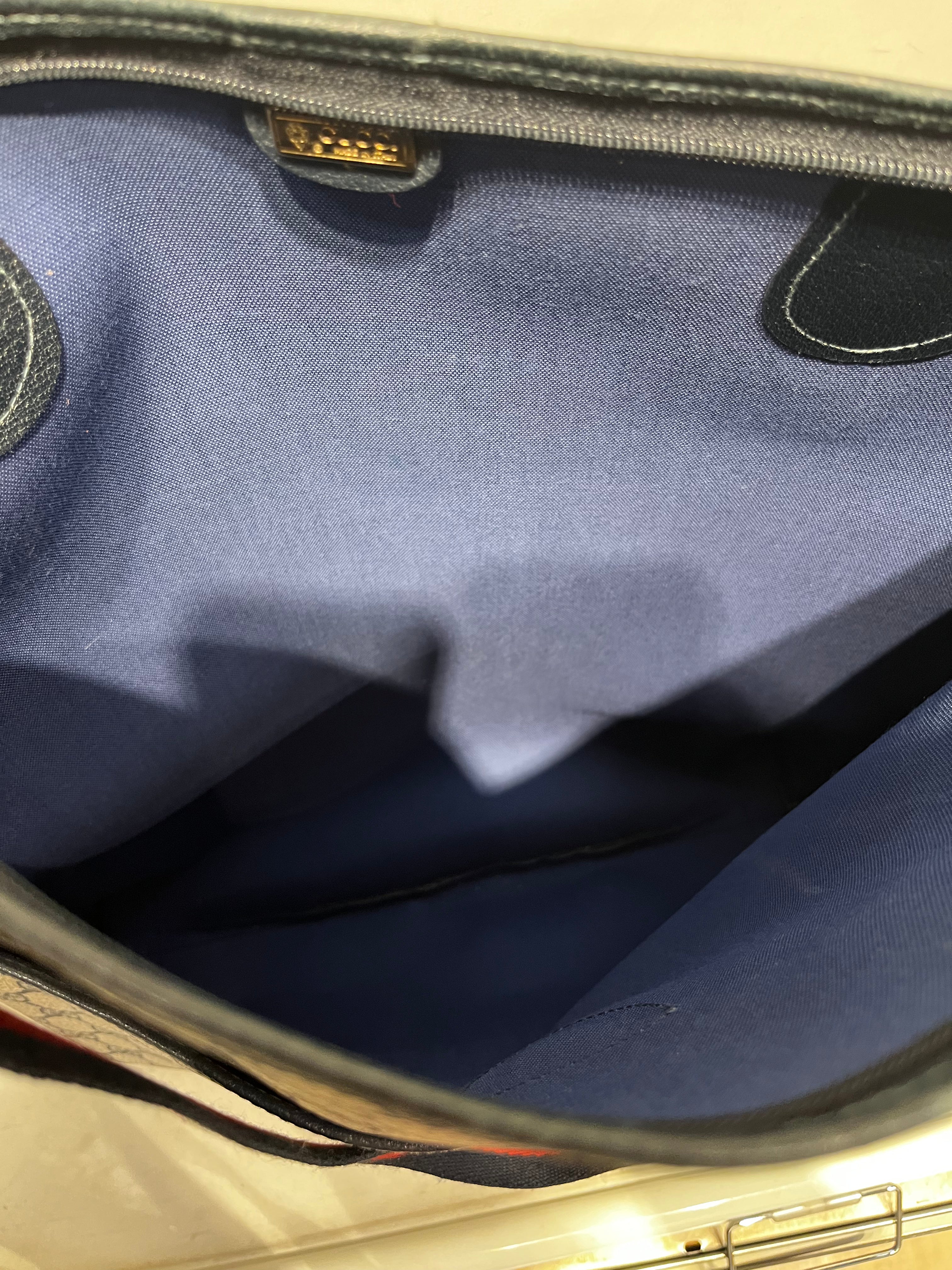 GUCCI/Tote Bag/Monogram/Leather/NVY/vintage view 4