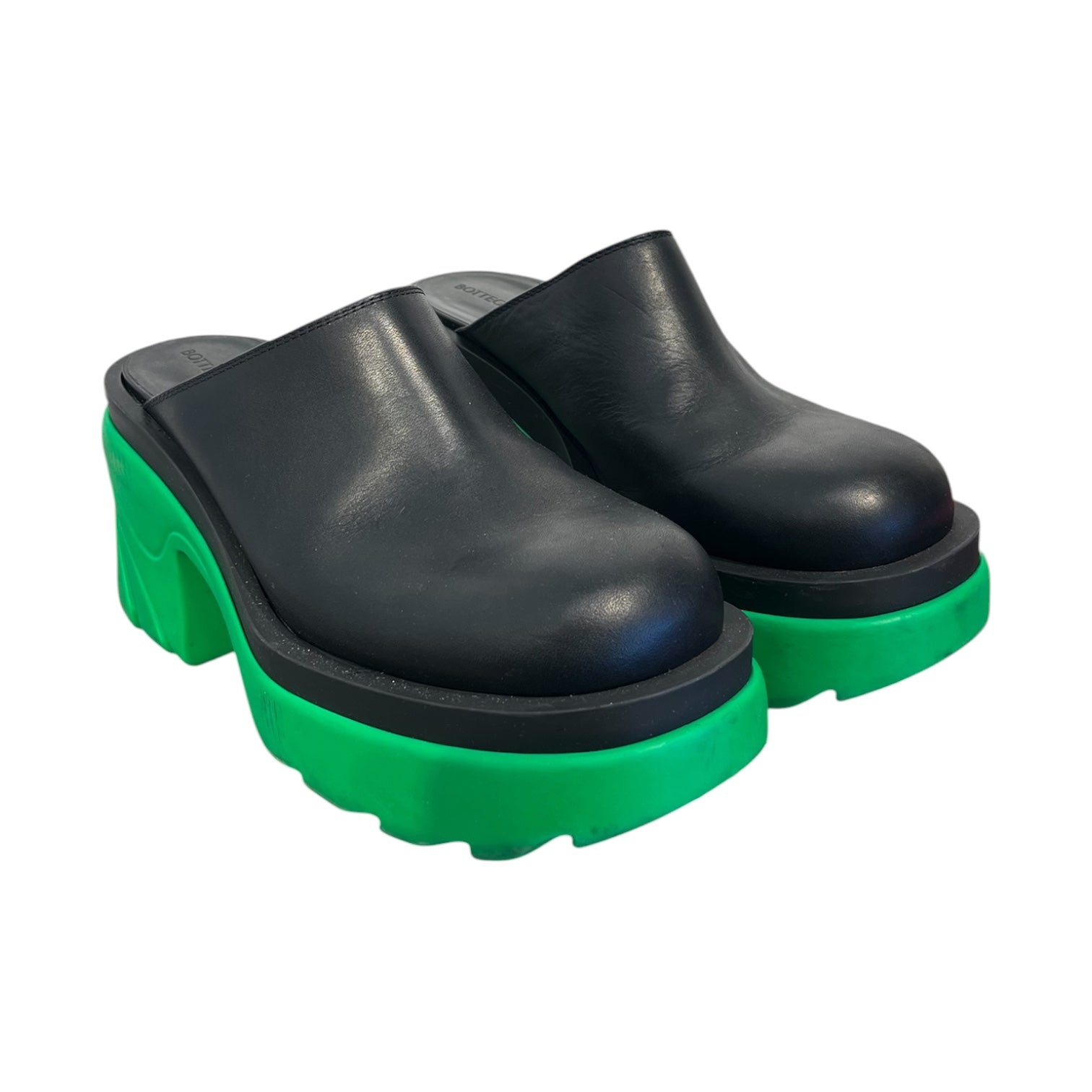 BOTTEGA VENETA/Heels/EU 36.5/Leather/BLK/GREEN BOTTOM MULE view 1