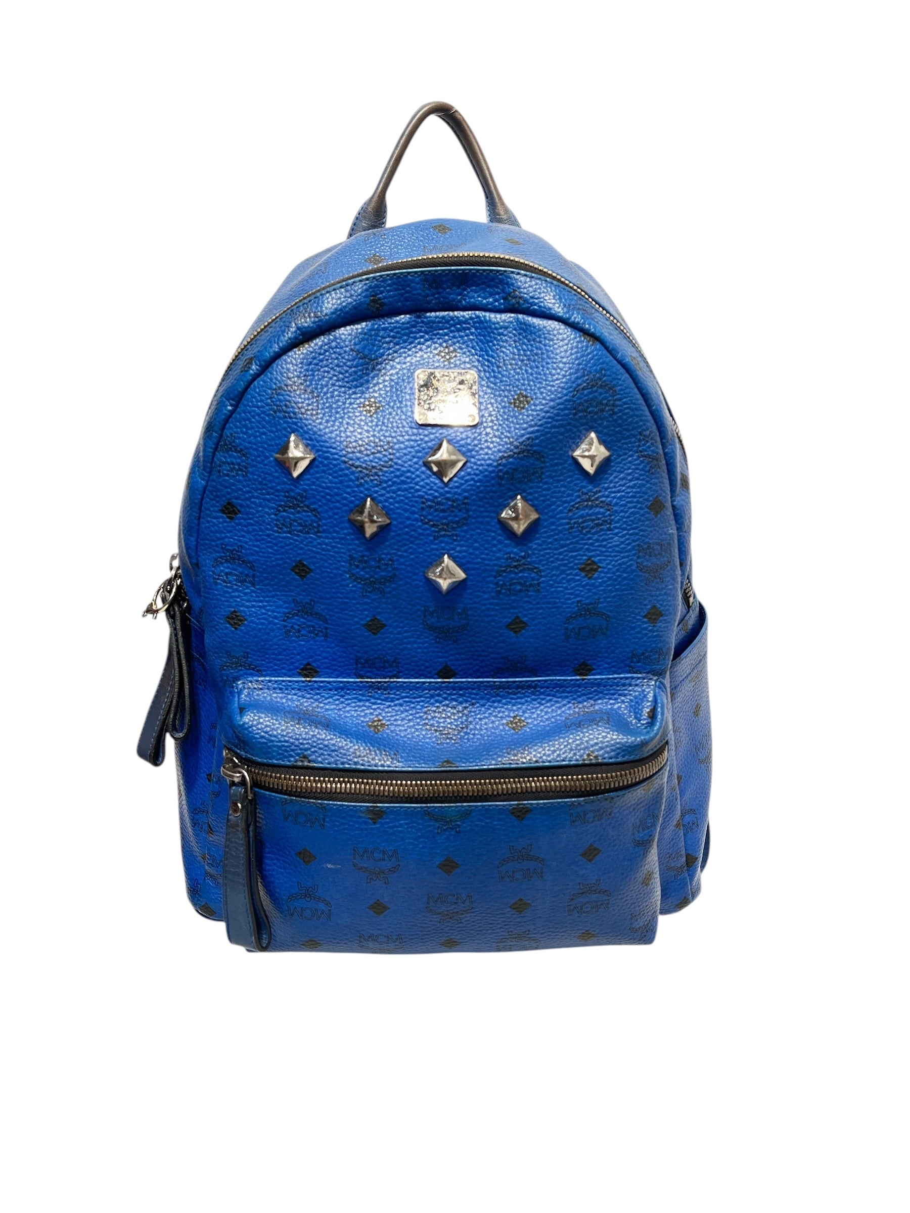 MCM/Backpack/All Over Print/Leather/BLU/6 studs on front U3646 view 1