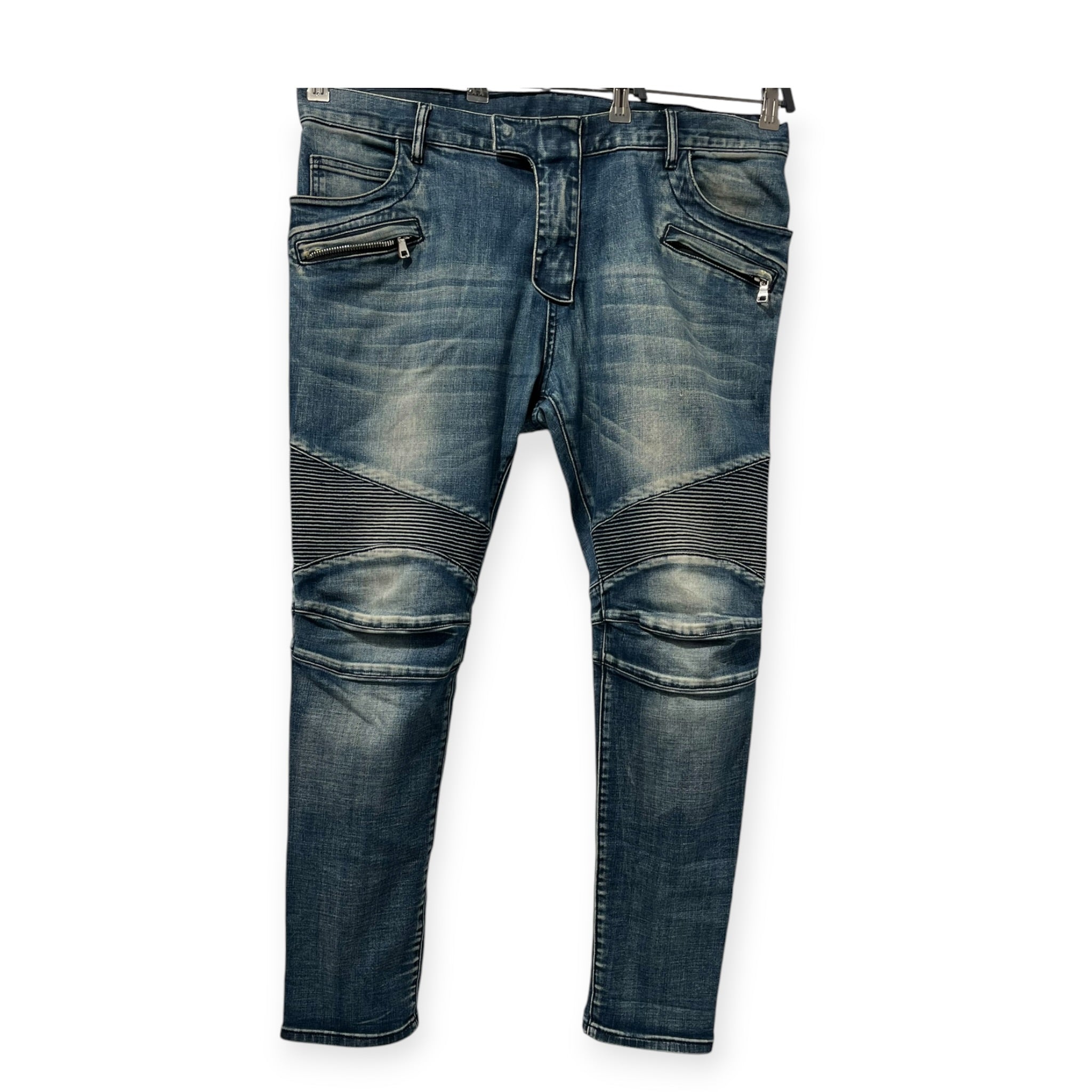 BALMAIN/Straight Pants/38/Cotton/NVY/BIKER MOTO view 1