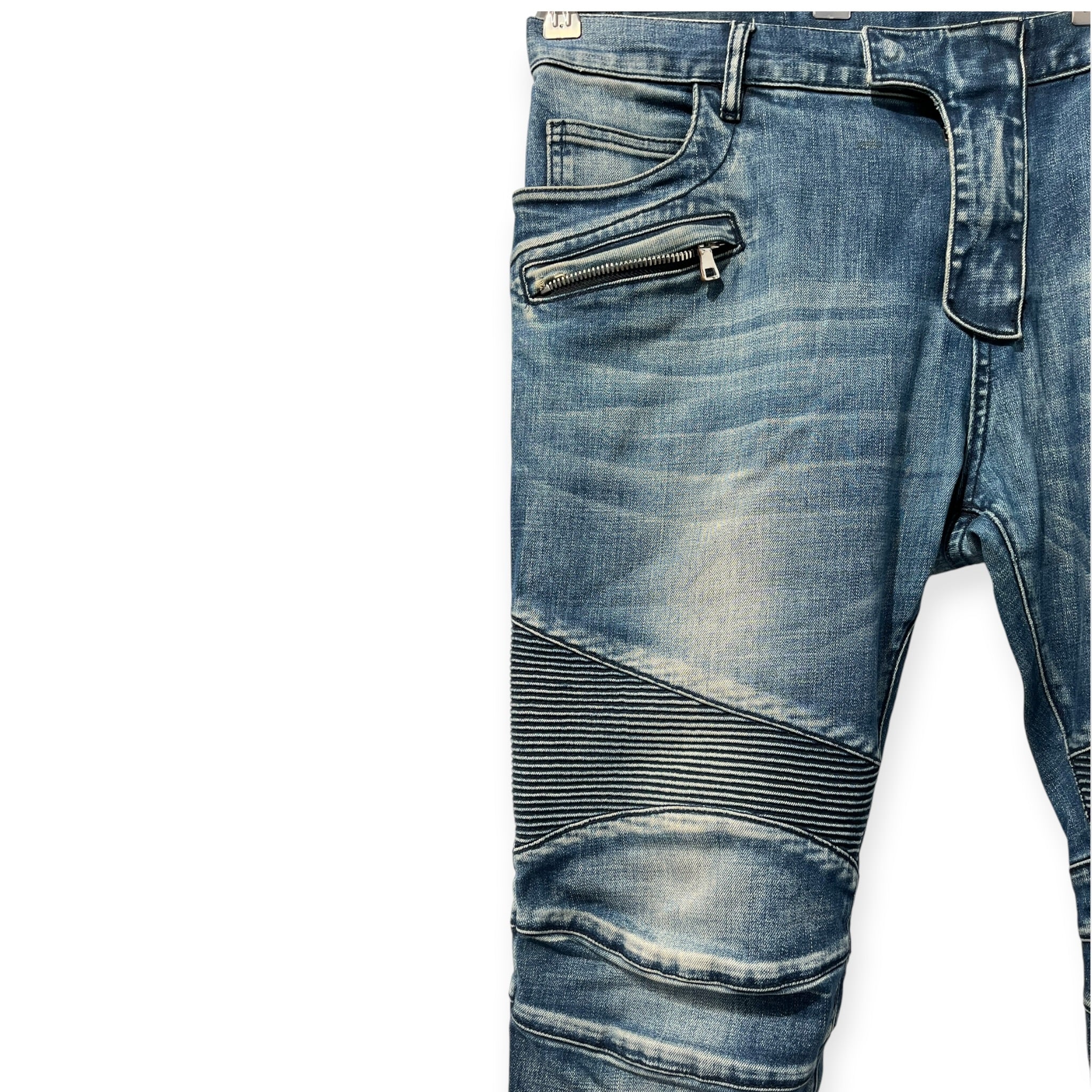 BALMAIN/Straight Pants/38/Cotton/NVY/BIKER MOTO view 2