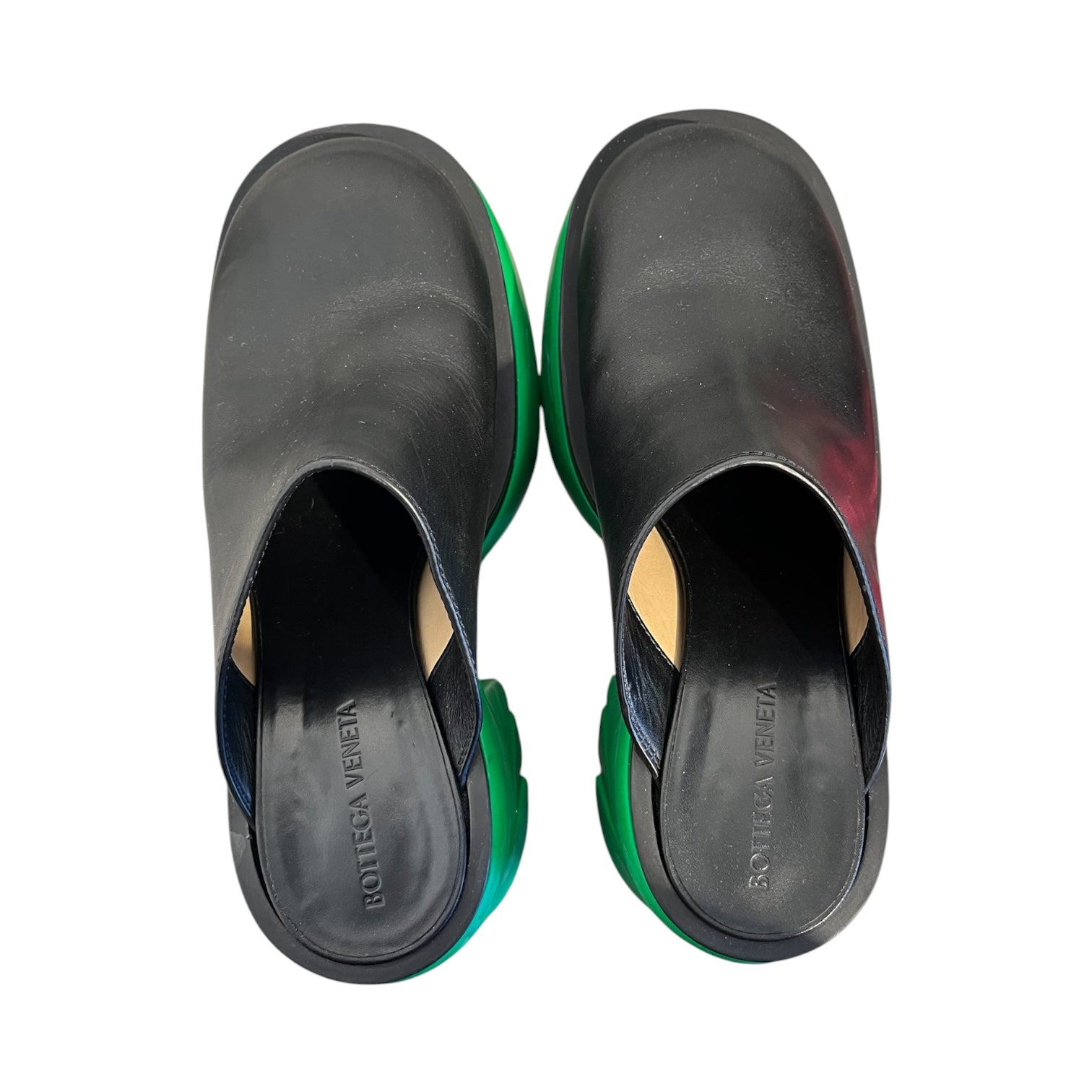 BOTTEGA VENETA/Heels/EU 36.5/Leather/BLK/GREEN BOTTOM MULE view 3