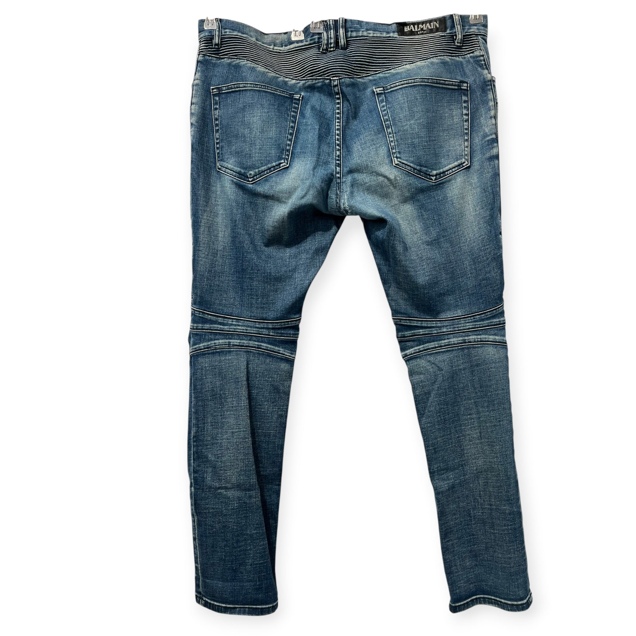 BALMAIN/Straight Pants/38/Cotton/NVY/BIKER MOTO view 3