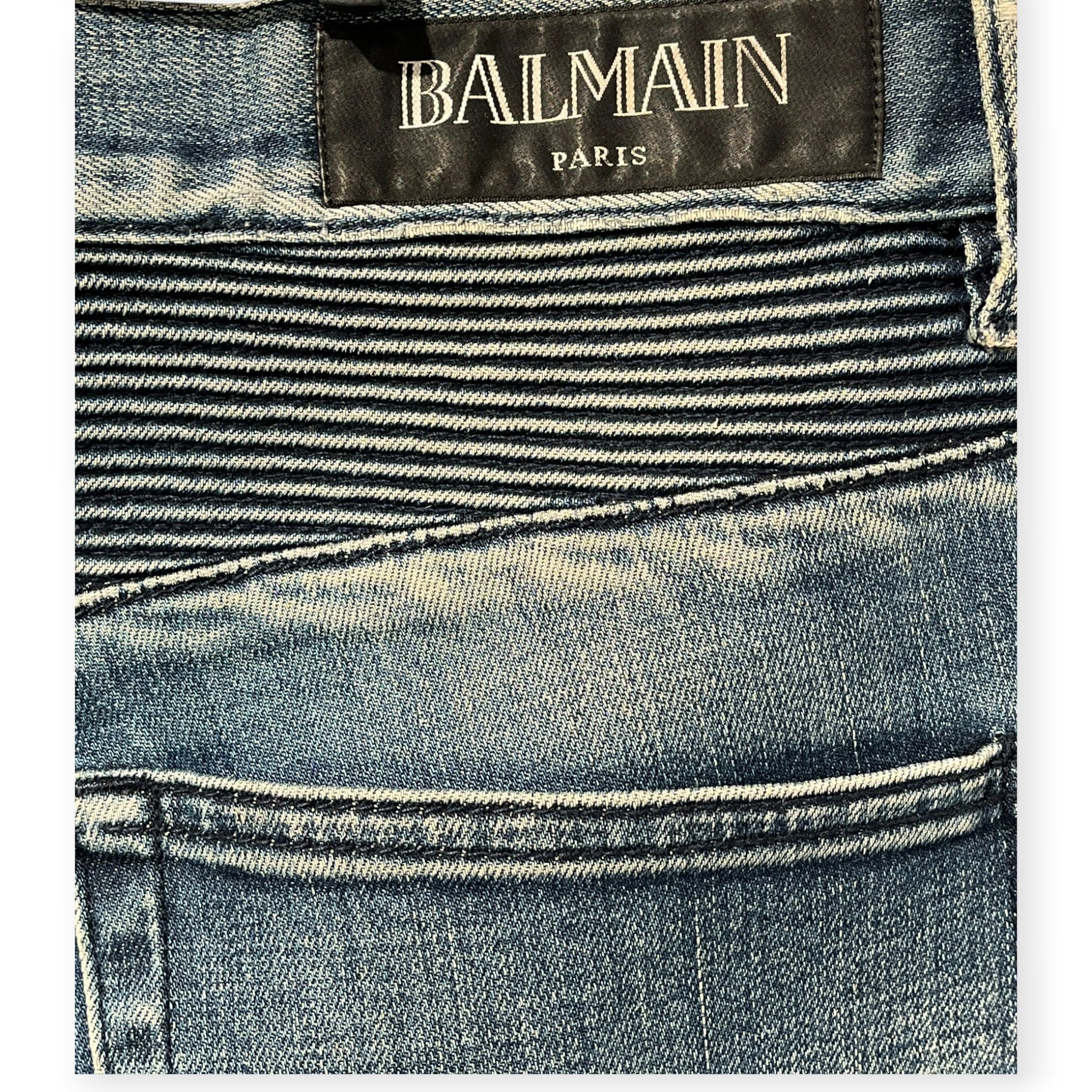 BALMAIN/Straight Pants/38/Cotton/NVY/BIKER MOTO view 4