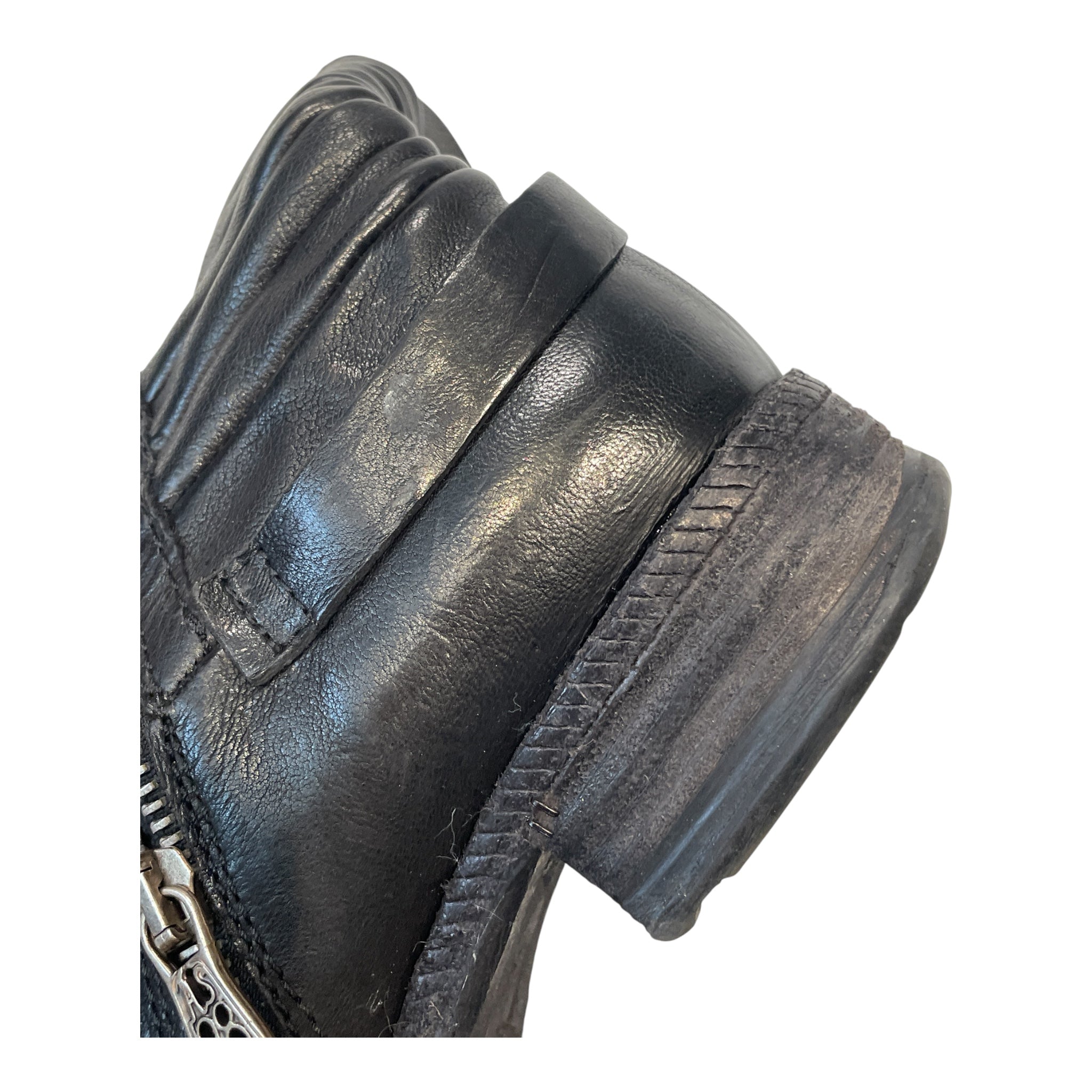 A.S.98/Long Boots/EU 38/Leather/BLK/SIDEZIP BOOT view 5