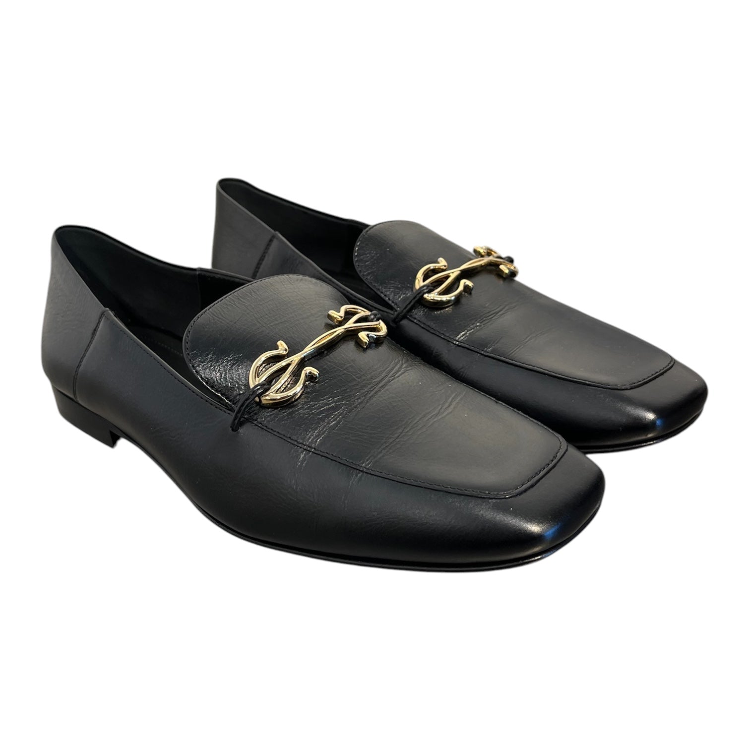 Salvatore Ferragamo/Loafers/US 7.5/Leather/BLK/GOLD CHAIN view 1