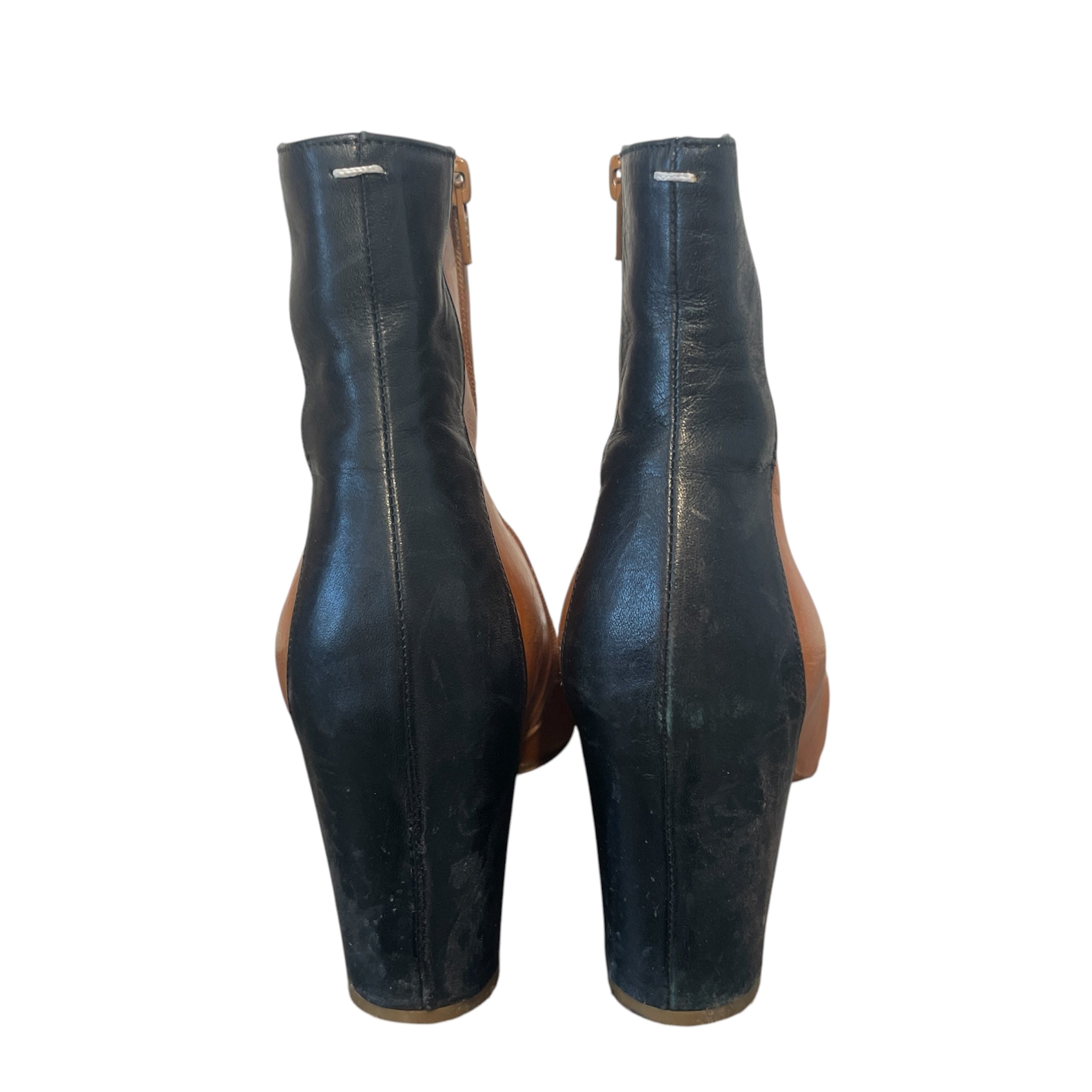 Maison Margiela/Ankle Boots/EU 38/Leather/BRW/Leather Zipped Ankle Round Toe view 4