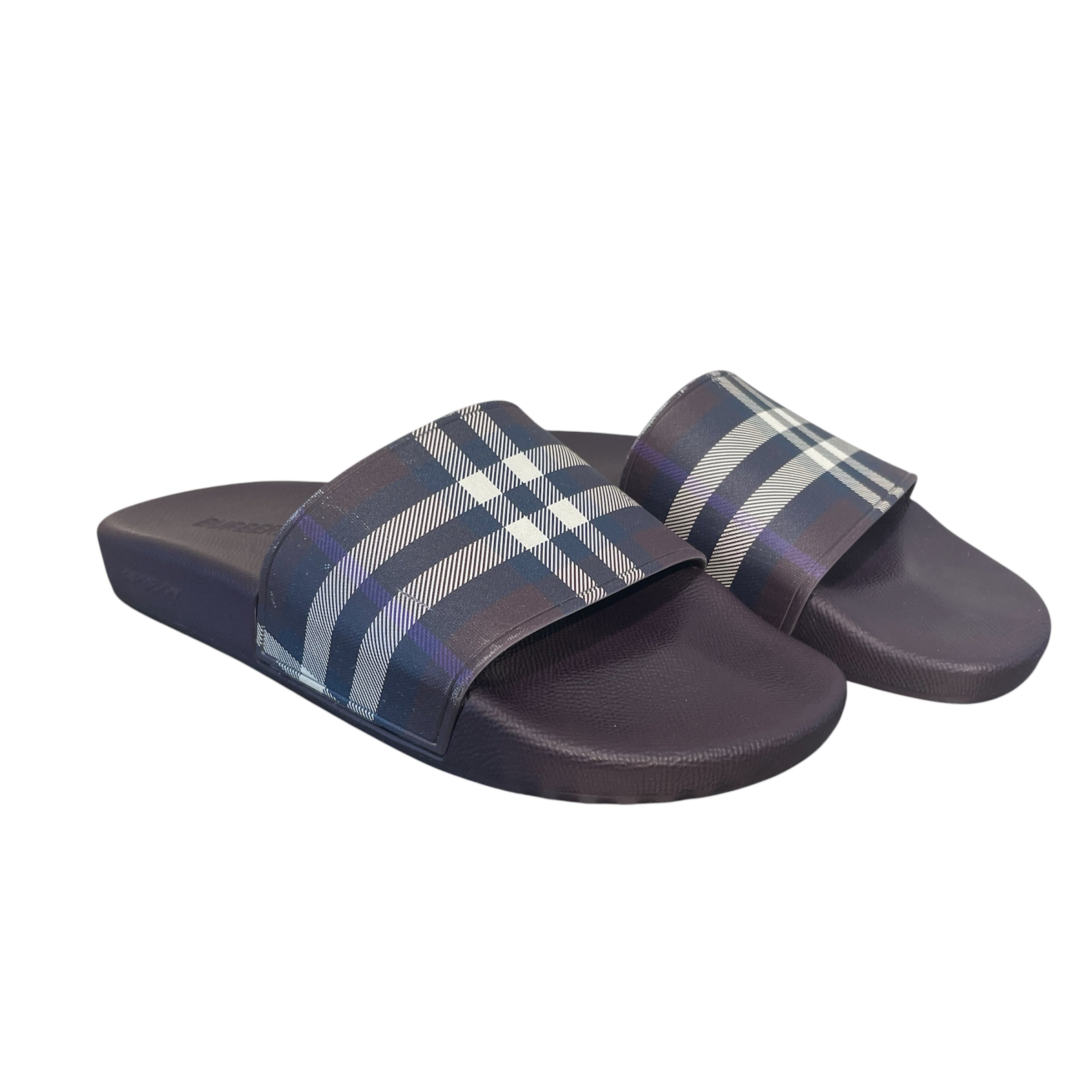 BURBERRY/Sandals/EU 40/Monogram/Leather/PPL/Slip-on/Furley Check Purple Slides view 1