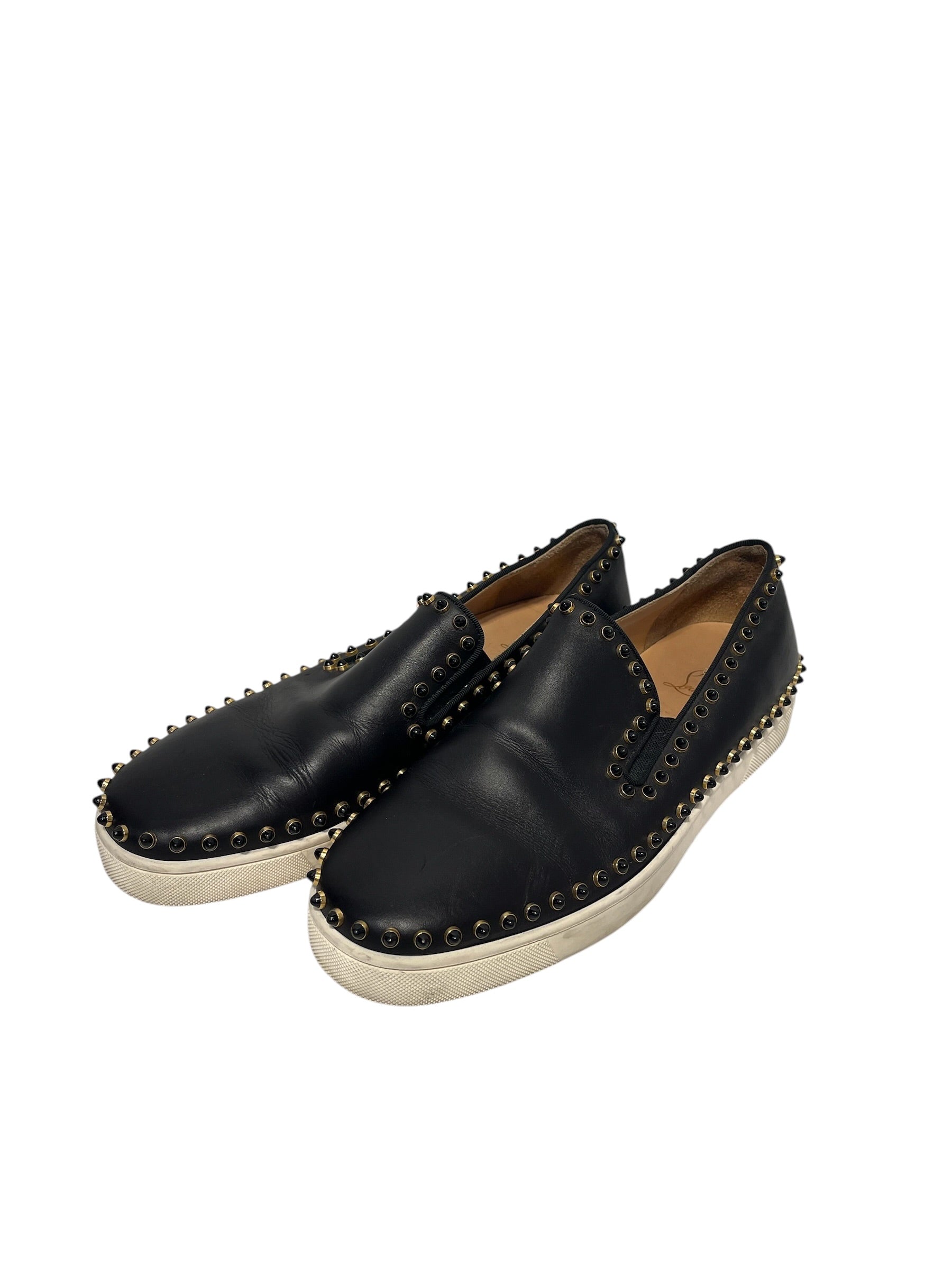 Christian Louboutin/Flat Shoes/EU 42/Leather/BLK/Slip-on Spike view 1