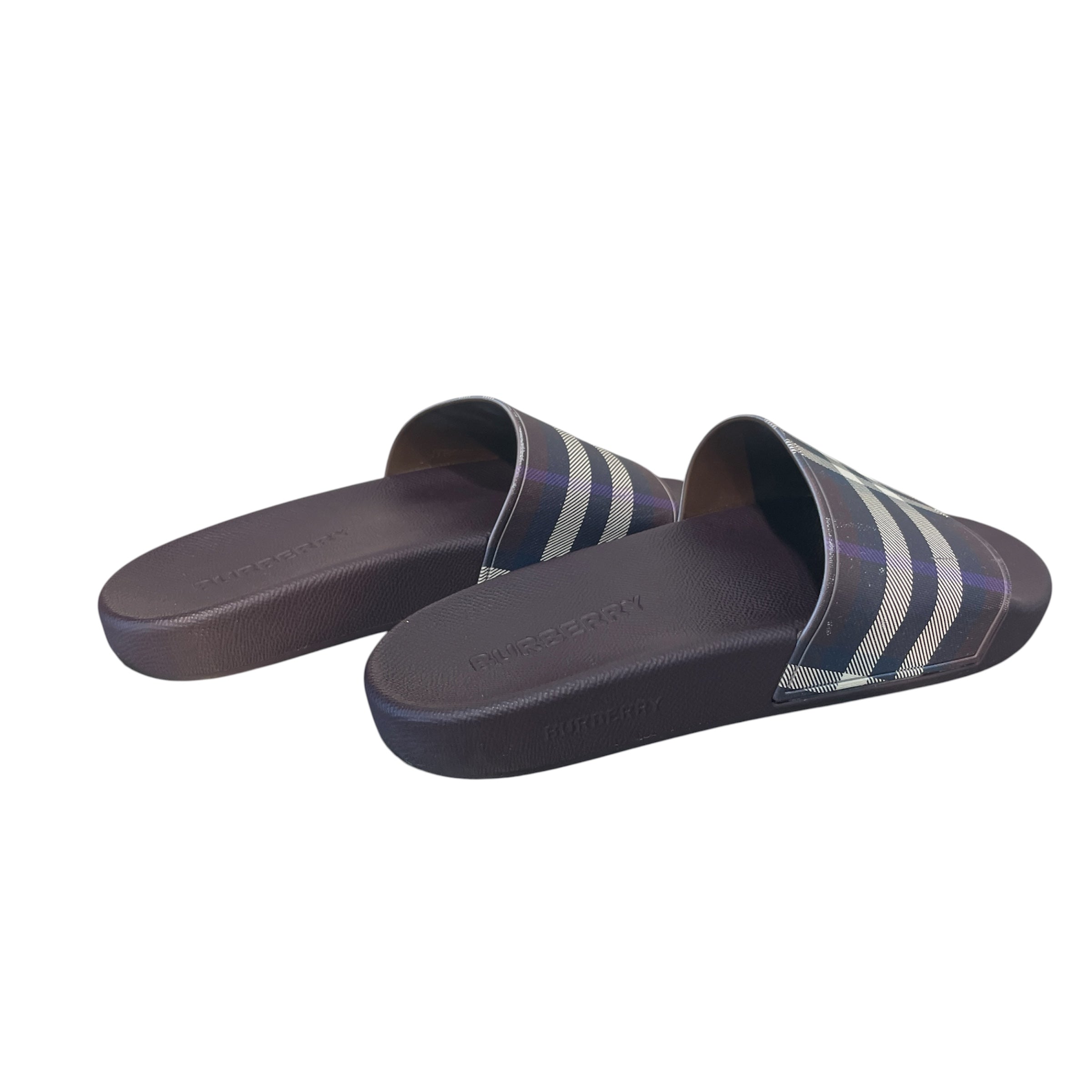 BURBERRY/Sandals/EU 40/Monogram/Leather/PPL/Slip-on/Furley Check Purple Slides view 3