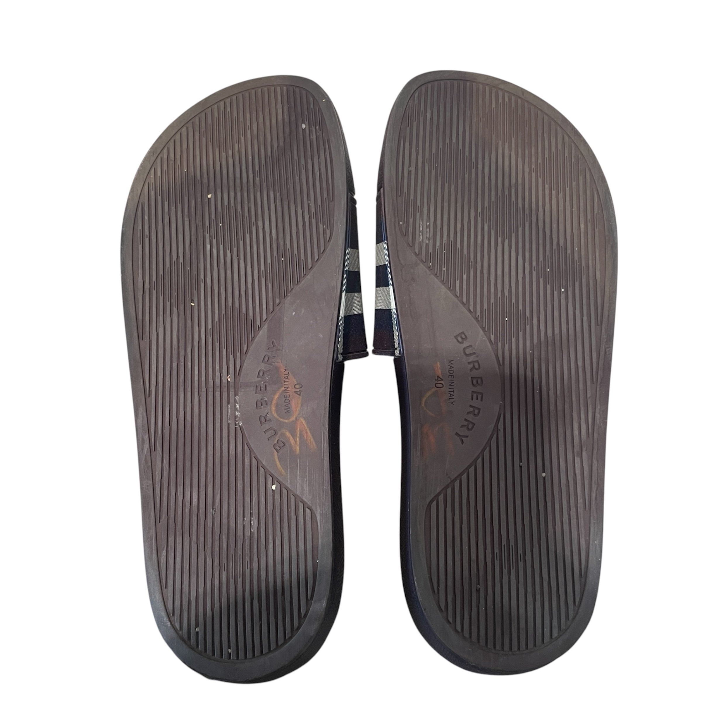 BURBERRY/Sandals/EU 40/Monogram/Leather/PPL/Slip-on/Furley Check Purple Slides view 4