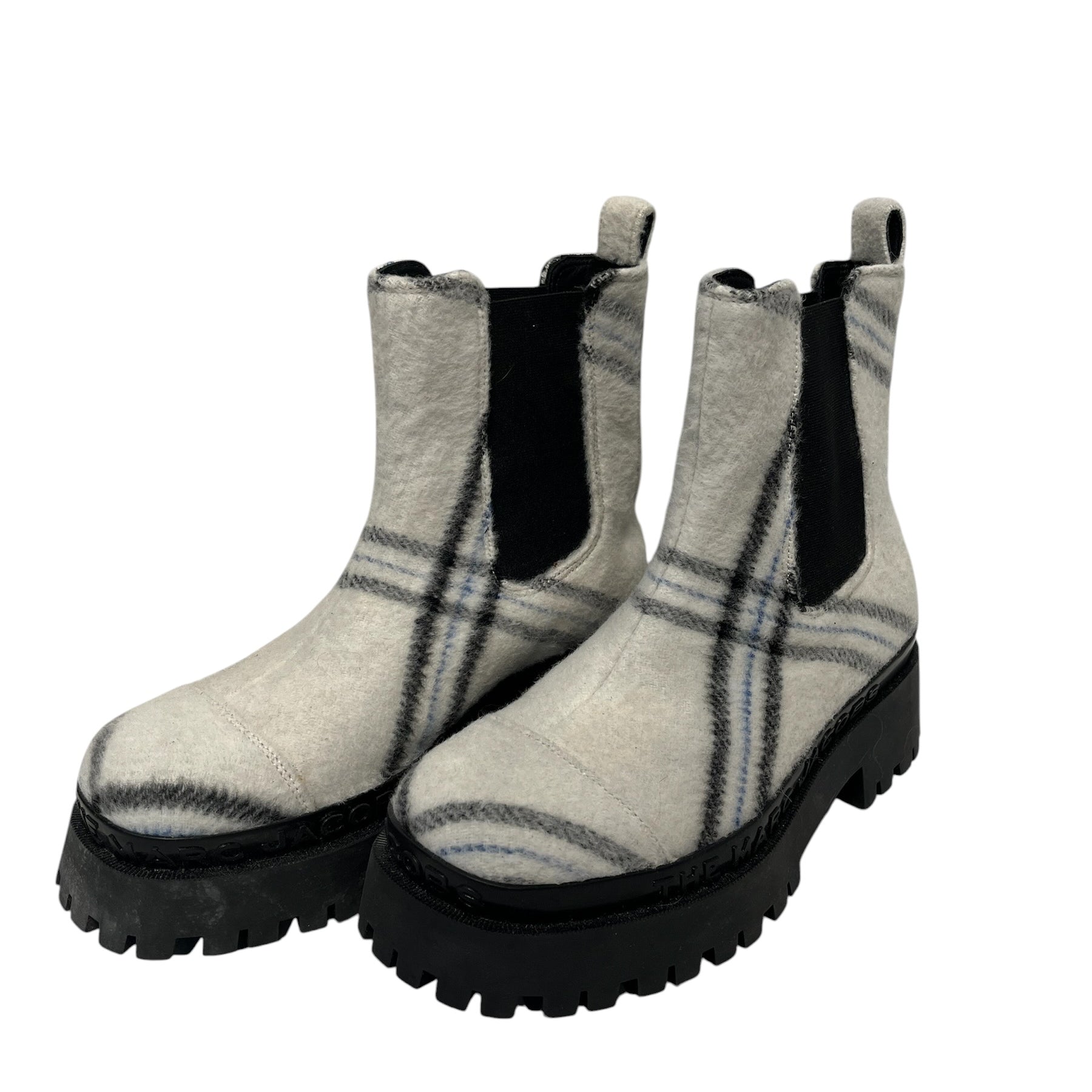MARC JACOBS/Chelsea Boots/EU 38/Plaid/Wool/WHT/