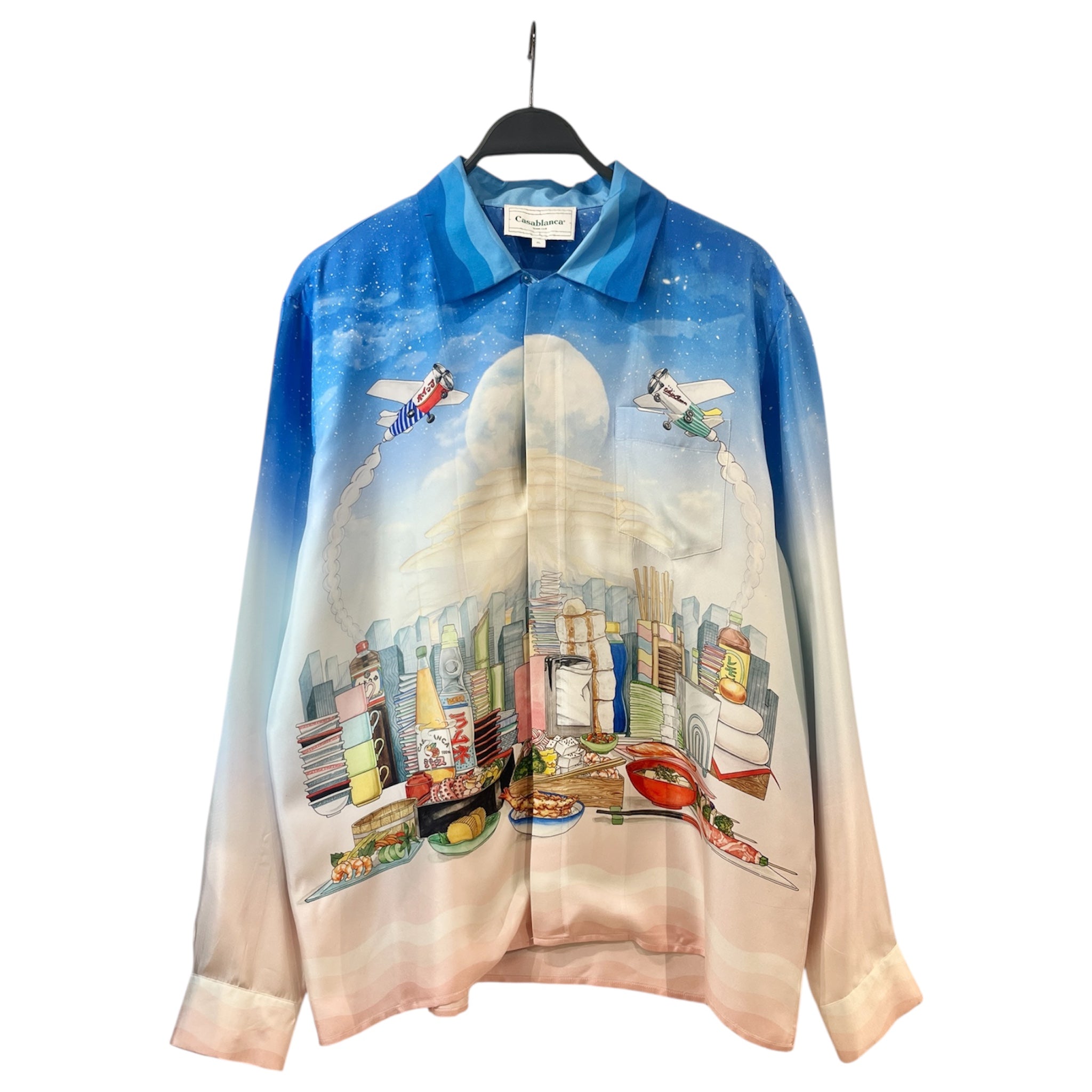CASABLANCA/SS Shirt/XL/Silk/BLU/Graphic/CASA CAFE SUSHI/PANCAKES view 1