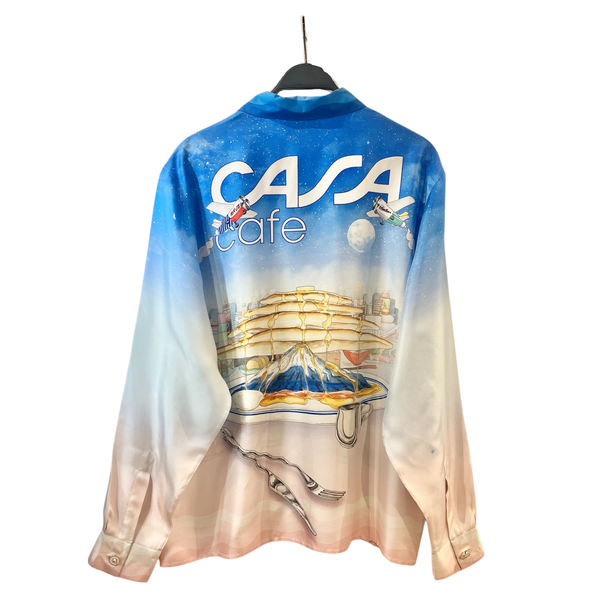 CASABLANCA/SS Shirt/XL/Silk/BLU/Graphic/CASA CAFE SUSHI/PANCAKES view 2