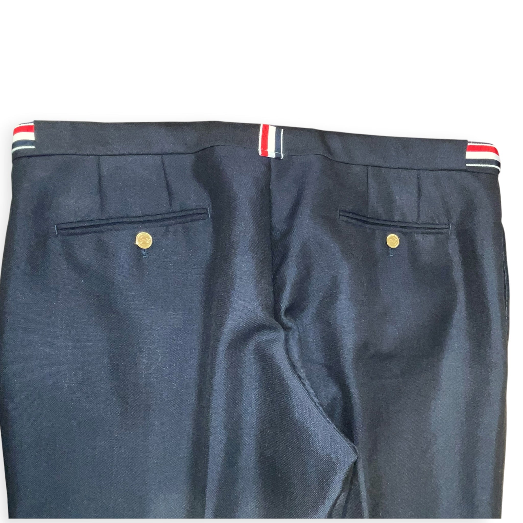 THOM BROWNE. NEW YORK/Slacks/4/Wool/NVY/GLD SIDE BUTTONS view 4