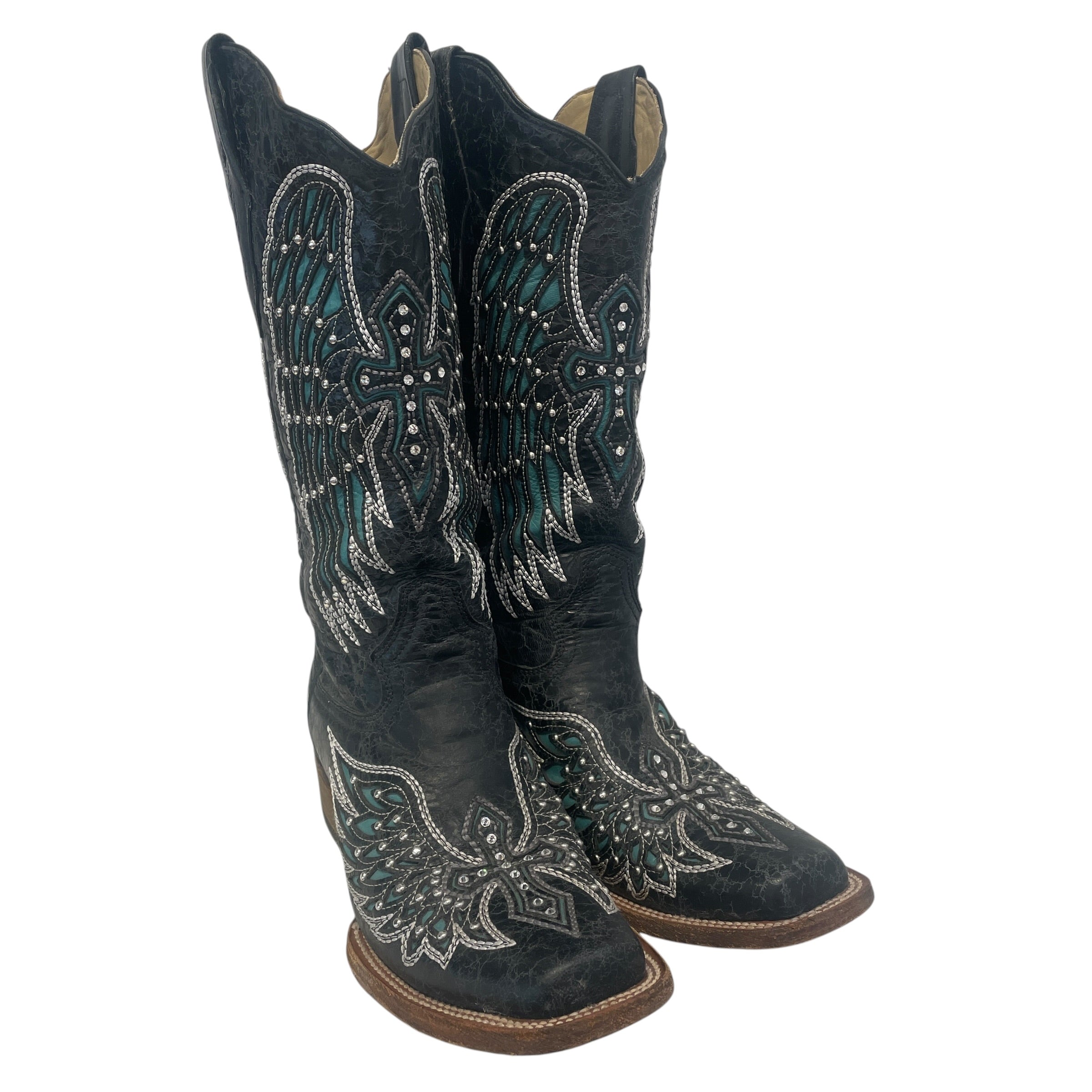 CORRAL(CORRAL BOOTS)/Western Boots/US 9.5/All Over Print/Leather/BLK/Wings Studded view 1
