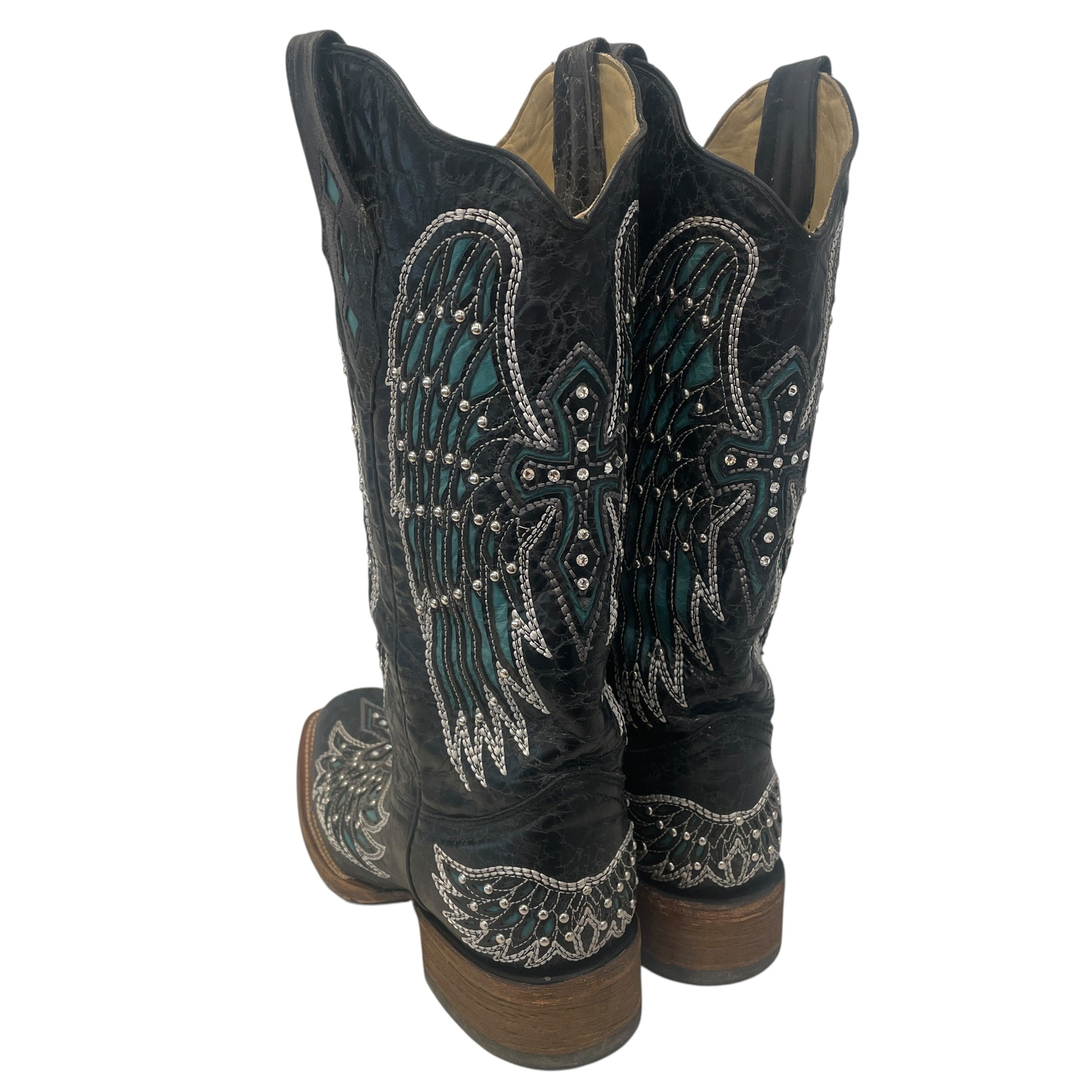 CORRAL(CORRAL BOOTS)/Western Boots/US 9.5/All Over Print/Leather/BLK/Wings Studded view 2