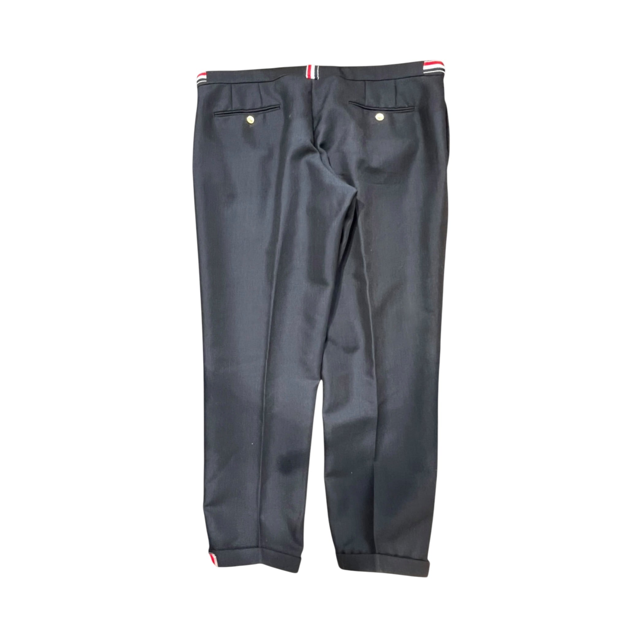 THOM BROWNE. NEW YORK/Slacks/4/Wool/NVY/GLD SIDE BUTTONS view 2