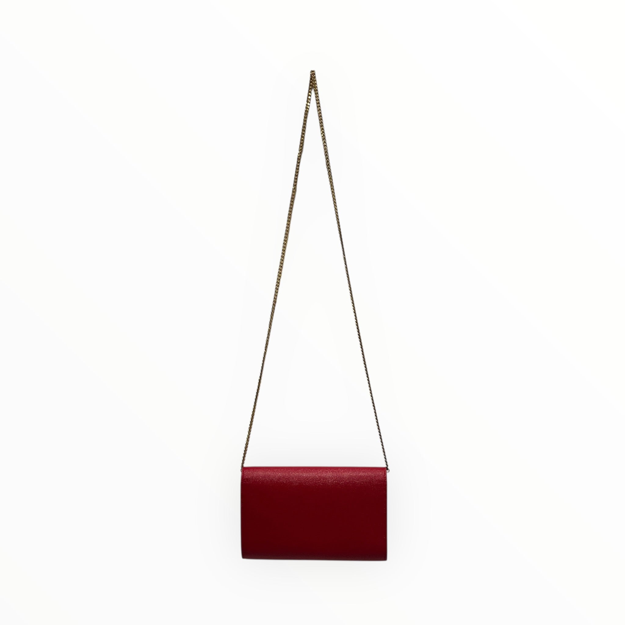 SAINT LAURENT/Cross Body Bag/Leather/RED/UPTOWN GOLD CHAIN WALLET GRAIN view 2