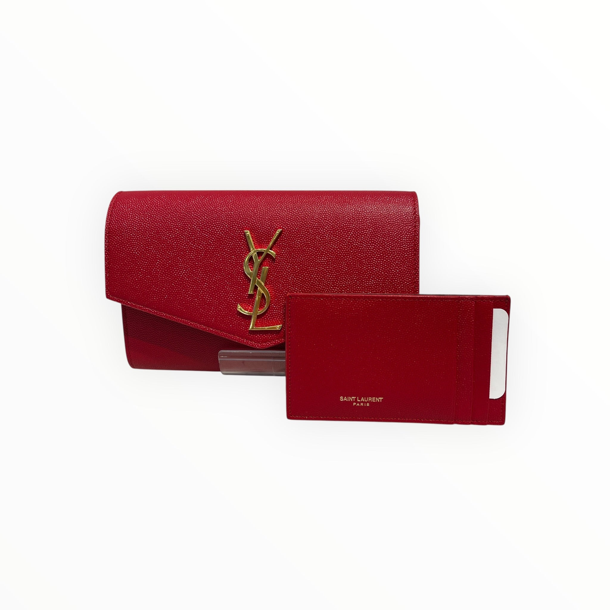 SAINT LAURENT/Cross Body Bag/Leather/RED/UPTOWN GOLD CHAIN WALLET GRAIN view 7